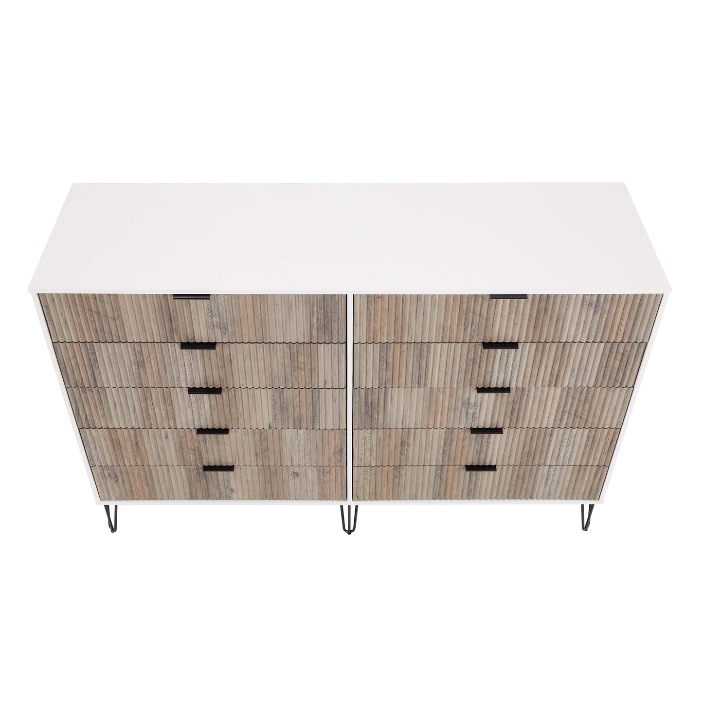 Manhattan Comfort DUMBO Modern 10-Drawer Double Tall Dresser in White and Grey DR004-WG