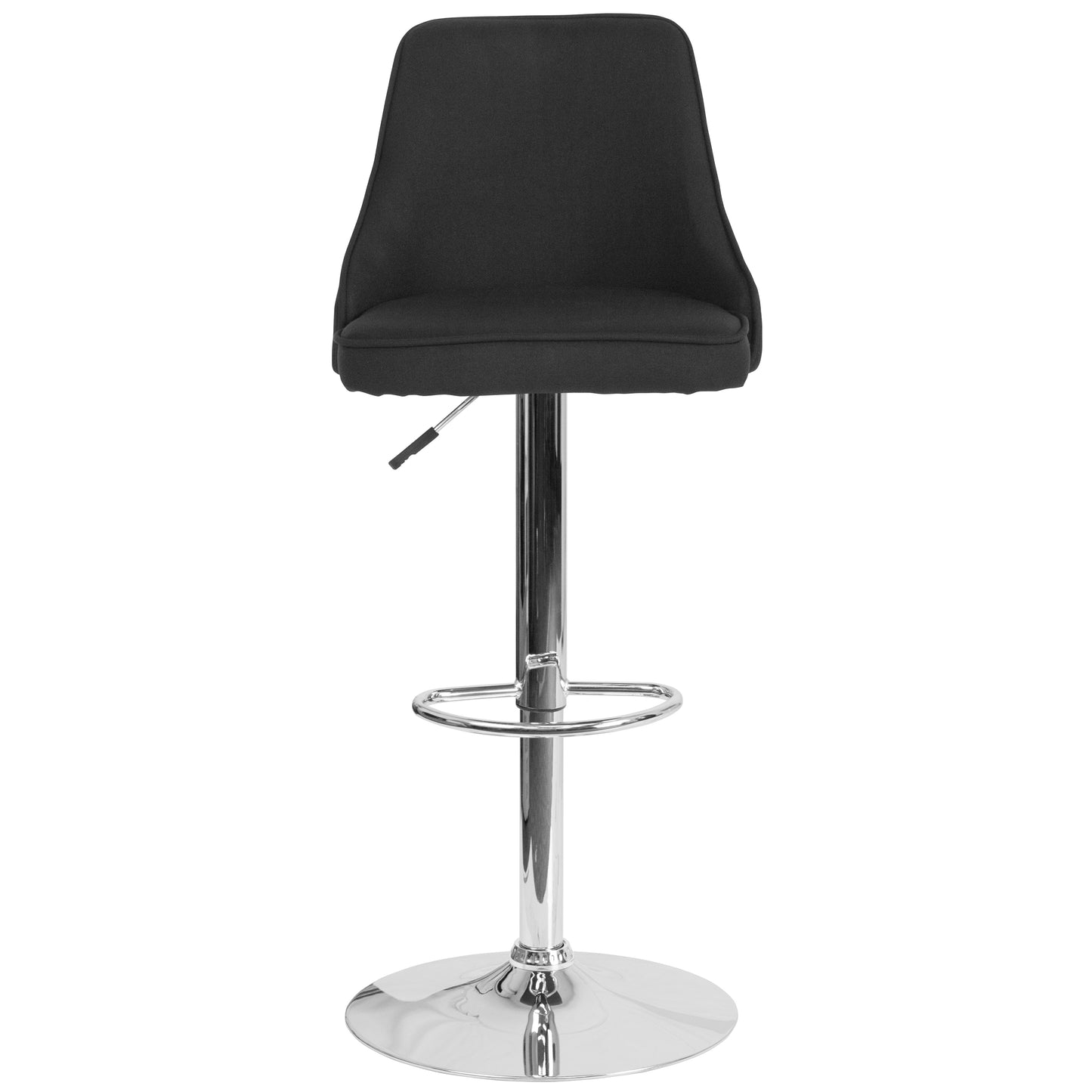 Trieste Contemporary Adjustable Height Barstool in Black Fabric Black Fabric