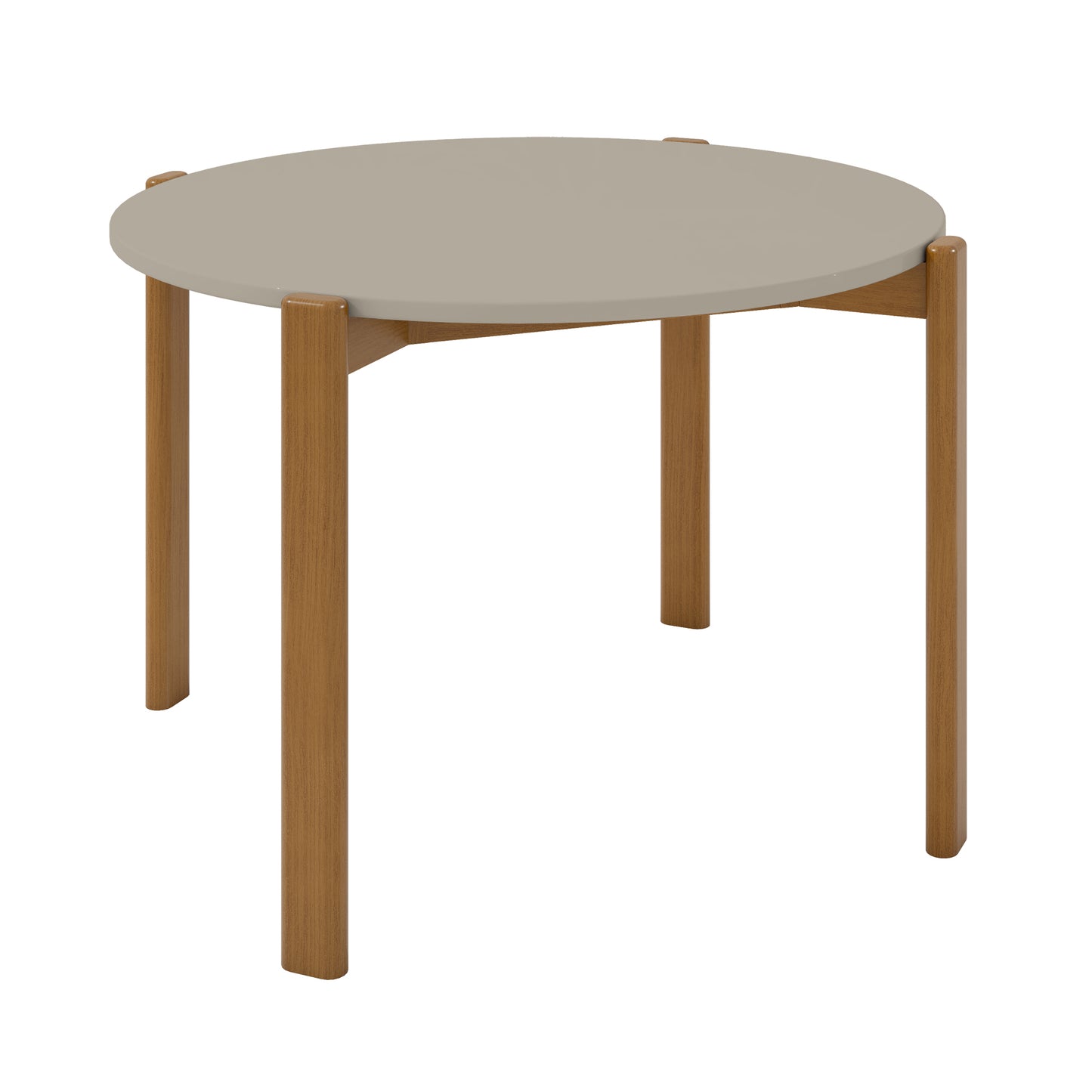 Manhattan Comfort Mid-Century Modern Gales Round 46.54 Dining Table with Solid Wood Legs in Greige DT-82705-OW
