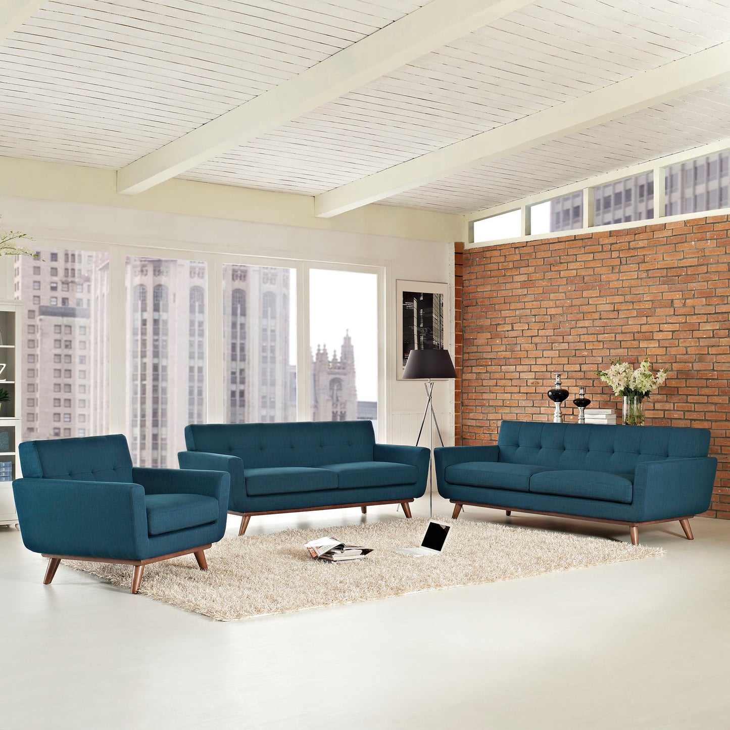Engage Sofa Loveseat and Armchair Set of 3 by Modway EEI-1349-AZU