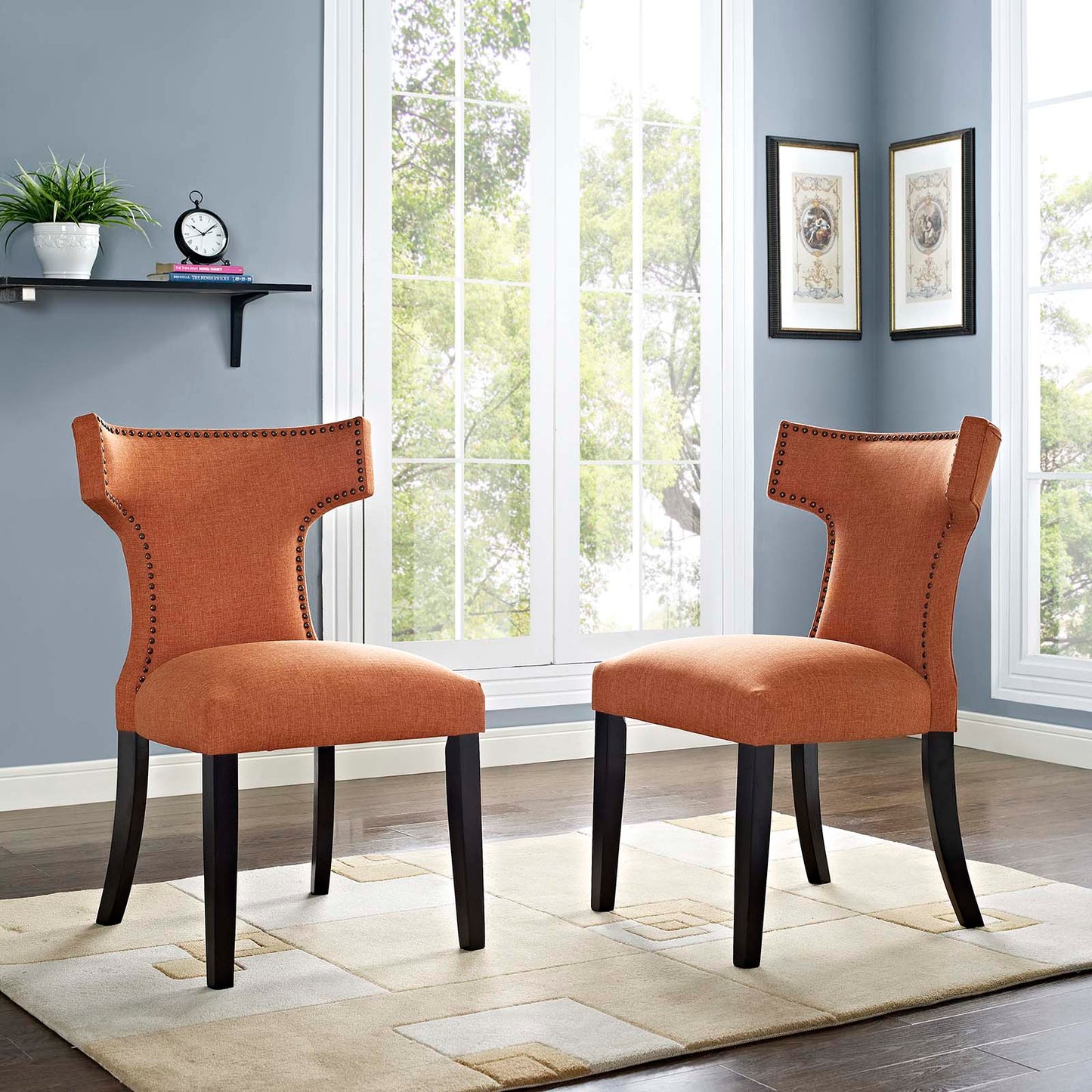 Curve Fabric Dining Side Chair Set of 2 by Modway EEI-2741-ORA-SET