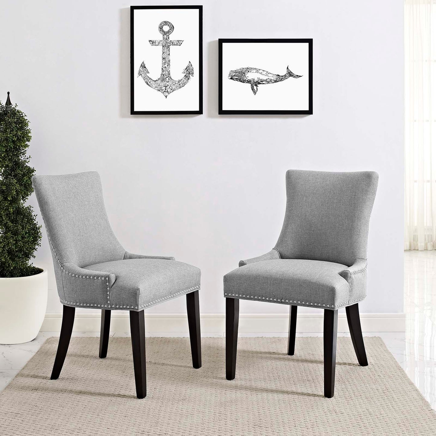 Marquis Fabric Dining Side Chair Set of 2 by Modway EEI-2746-LGR-SET
