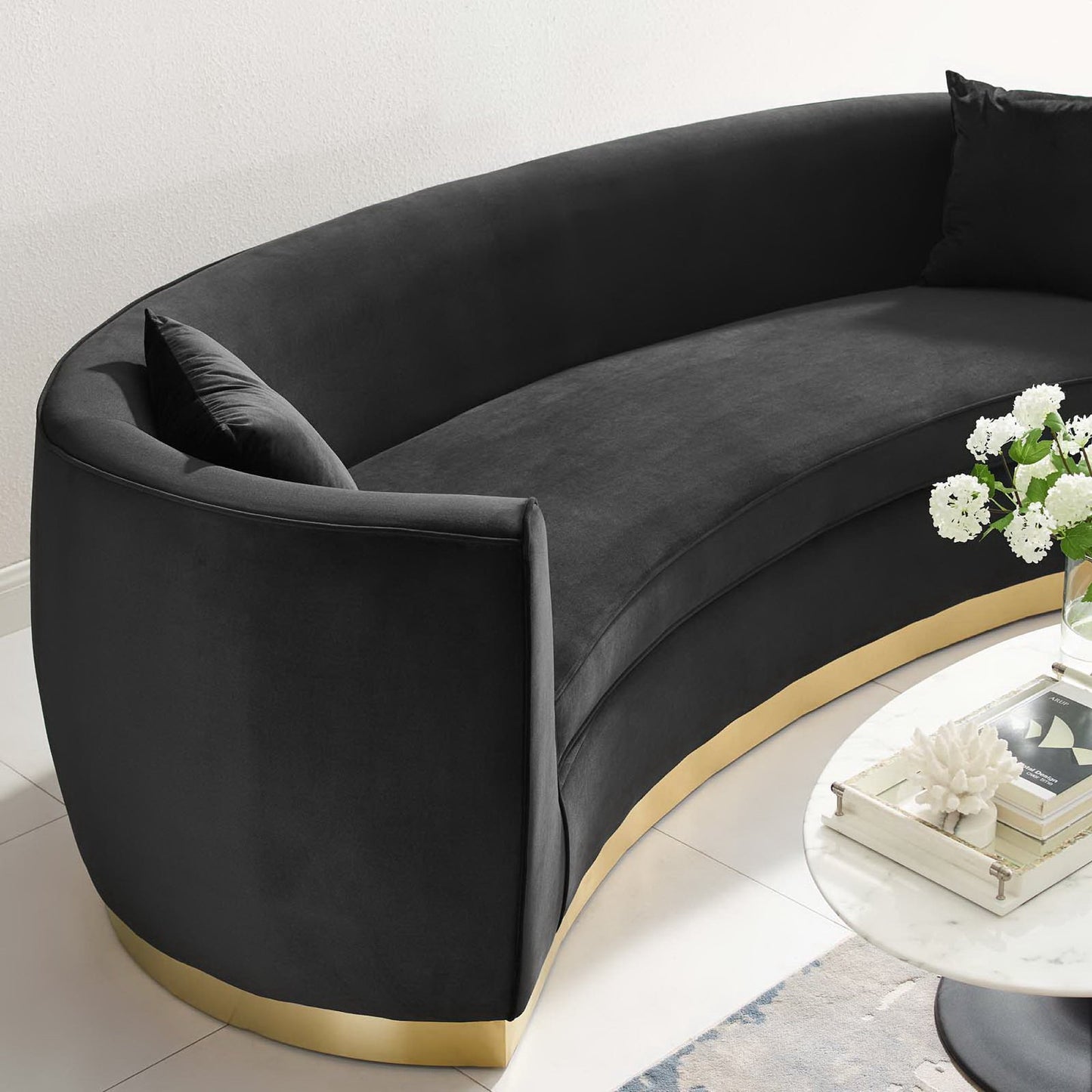 Resolute Curved Performance Velvet Sofa by Modway EEI-3408-BLK