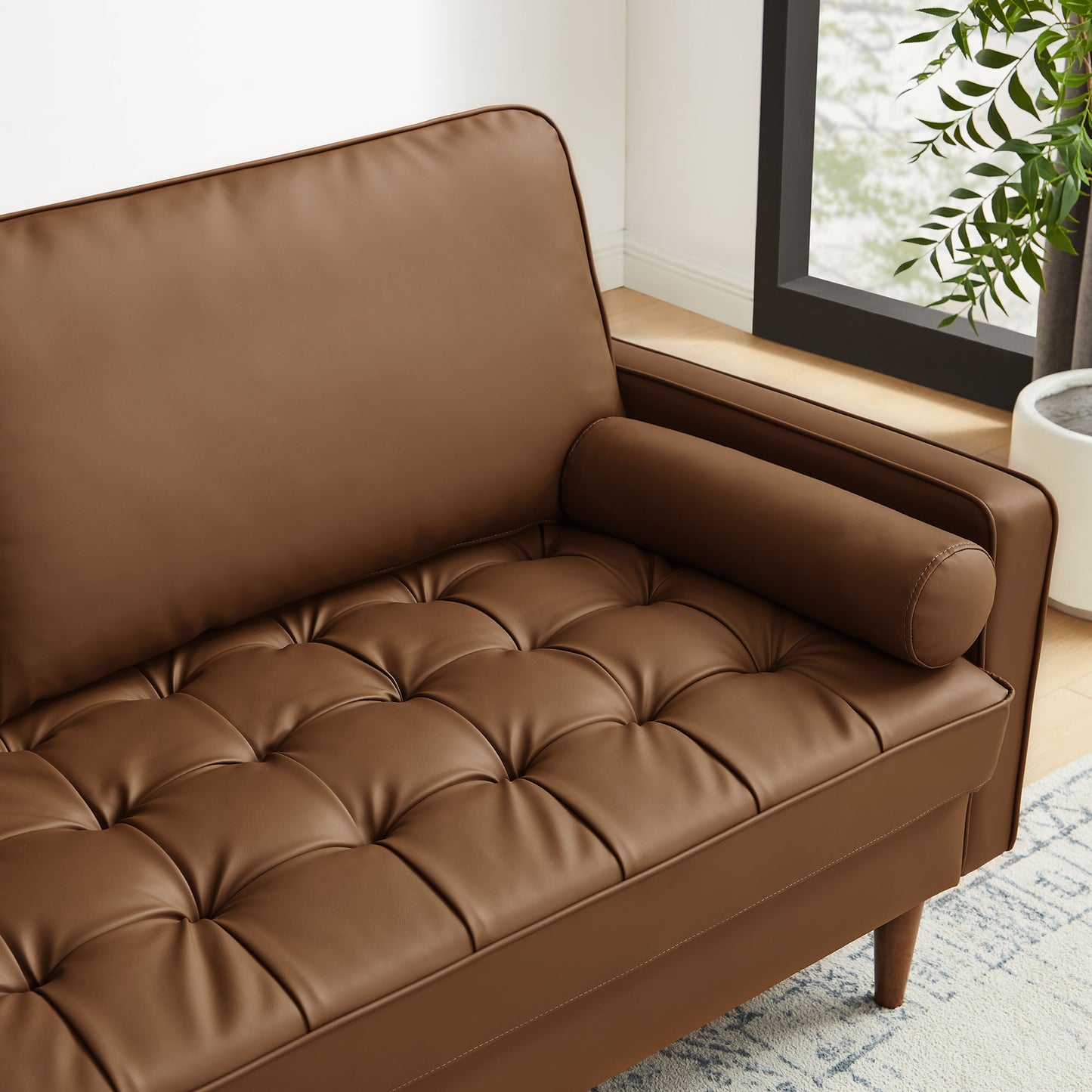 Valour Tufted Vegan Leather Sofa by Modway EEI-3765-BRN