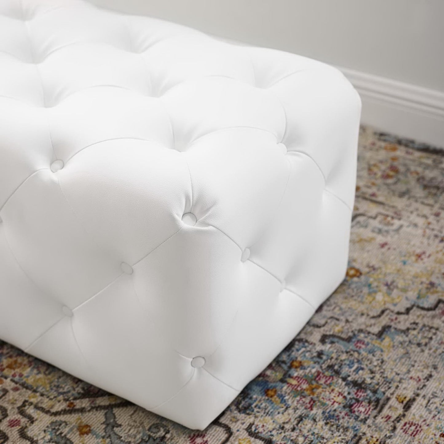 Amour 48" Tufted Button Entryway Faux Leather Bench by Modway EEI-3767-WHI