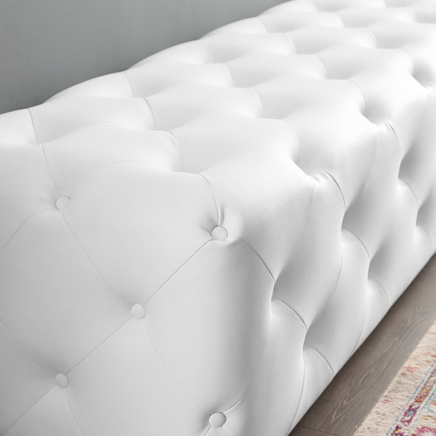 Amour 72" Tufted Button Entryway Faux Leather Bench by Modway EEI-3771-WHI