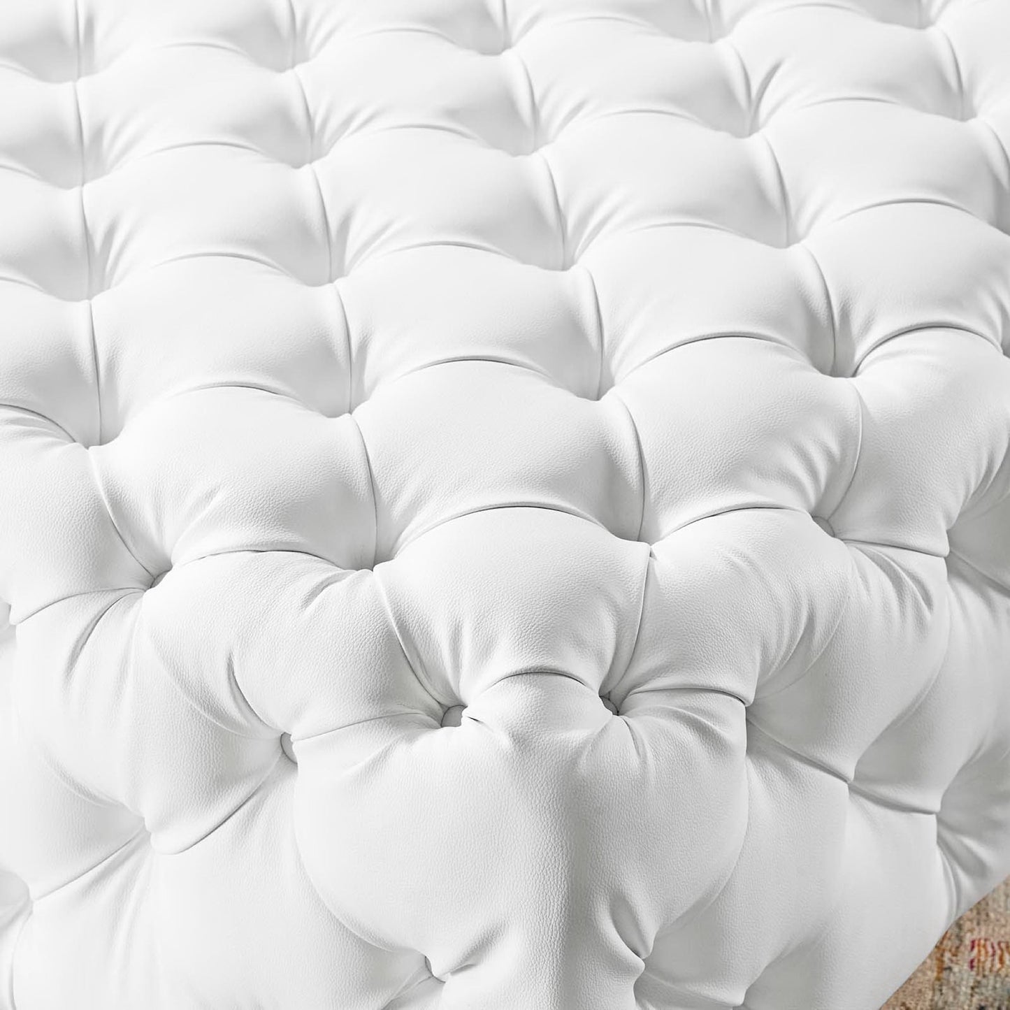 Amour Tufted Button Large Square Faux Leather Ottoman by Modway EEI-3773-WHI