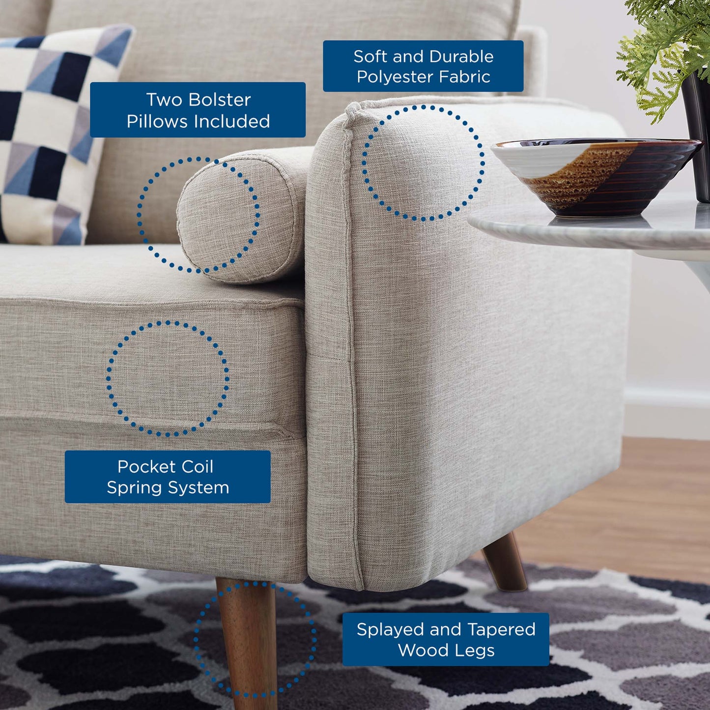 Revive Upholstered Fabric Sofa and Loveseat Set by Modway EEI-4047-BEI-SET