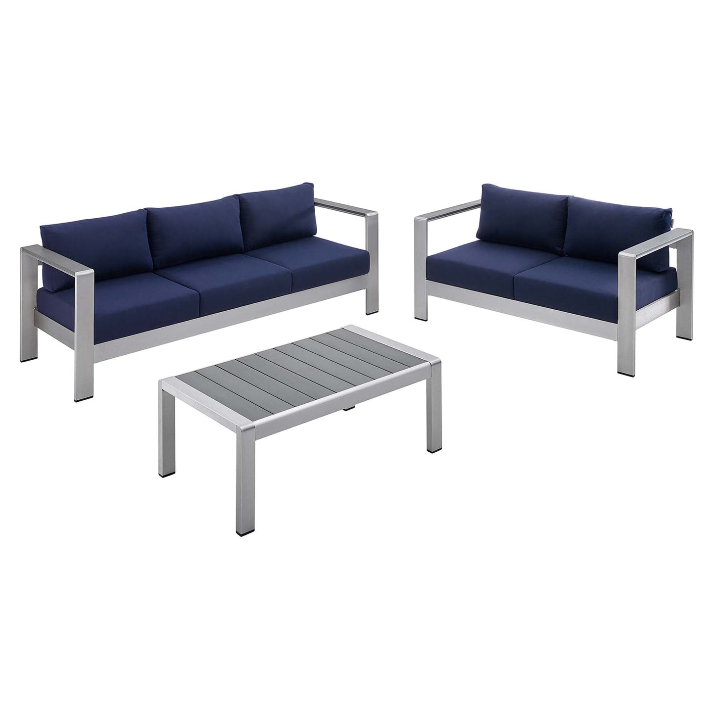 Shore 3 Piece Sunbrella® Fabric Outdoor Patio Aluminum Set by Modway