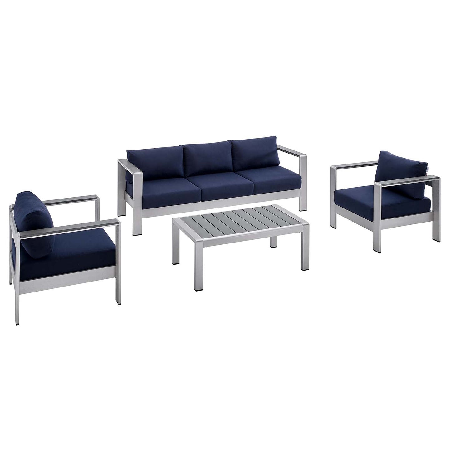 Shore 4 Piece Sunbrella® Fabric Outdoor Patio Aluminum Set by Modway