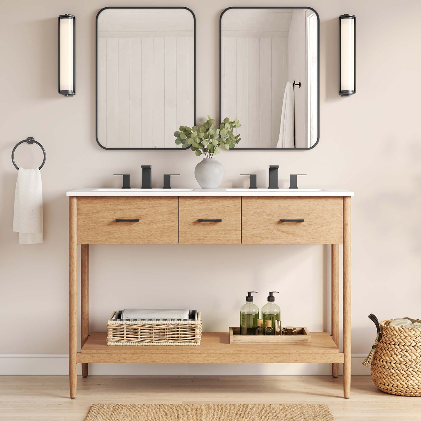 Zaire 48" Double Sink Compatible Bathroom Vanity Cabinet (Sink Basin Not Included) by Modway