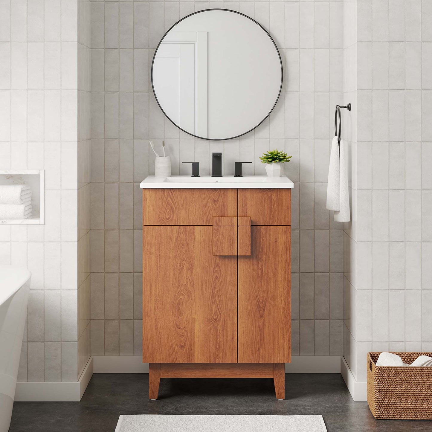 Miles 24” Bathroom Vanity Cabinet (Sink Basin Not Included) by Modway EEI-6399-WAL