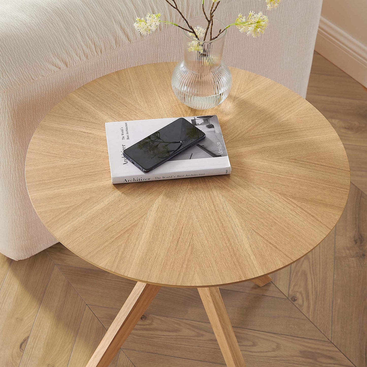 Crossroads 24” Round Wood Side Table by Modway EEI-6558-OAK