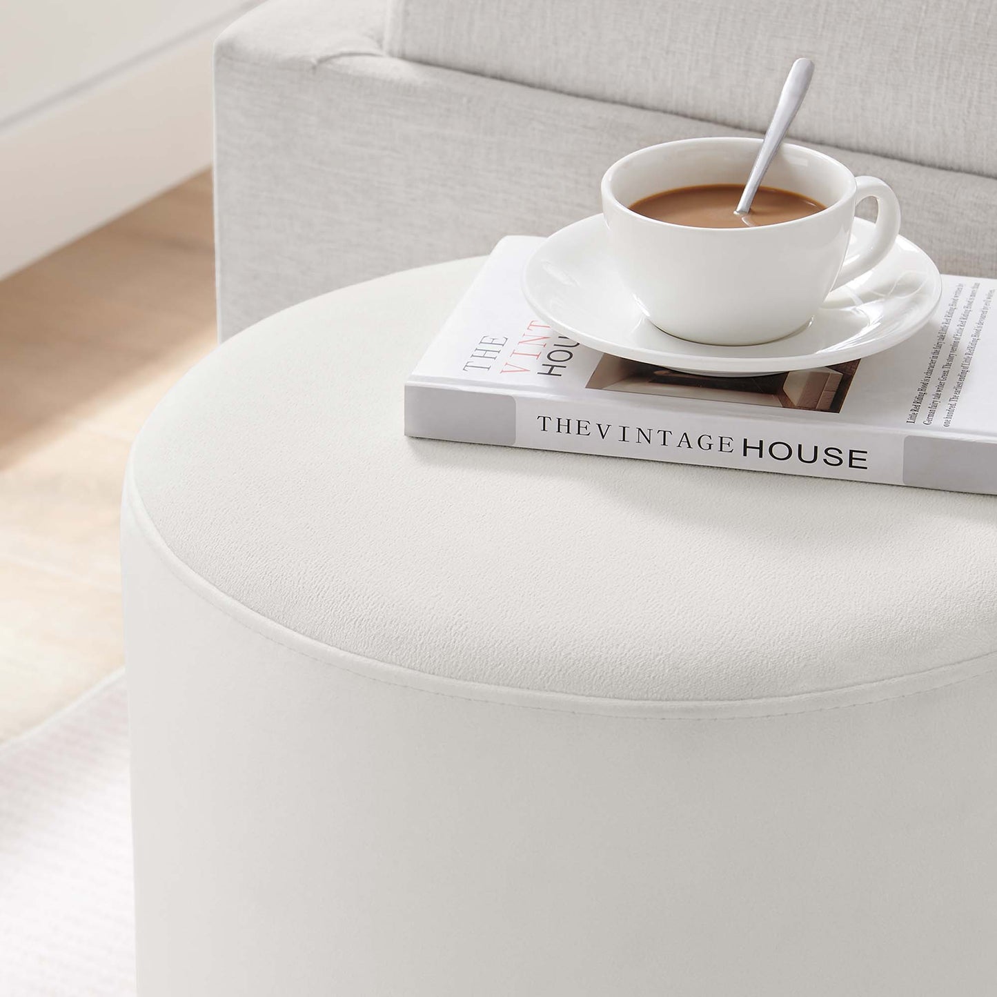 Tilden 16" Round Performance Velvet Upholstered Ottoman by Modway EEI-6652-ALA-NAT