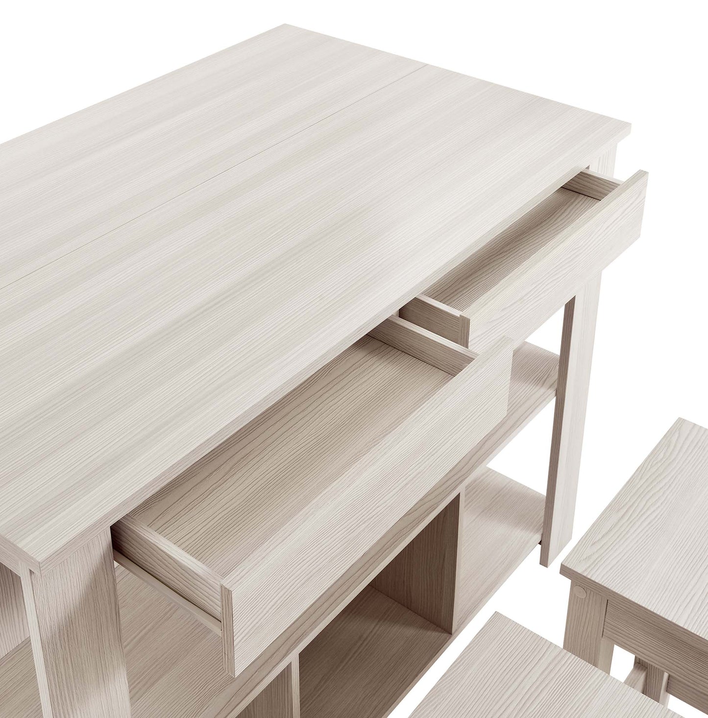 Meadowbrook 3-Piece Kitchen Island and Stool Set by Modway EEI-6731-WMA