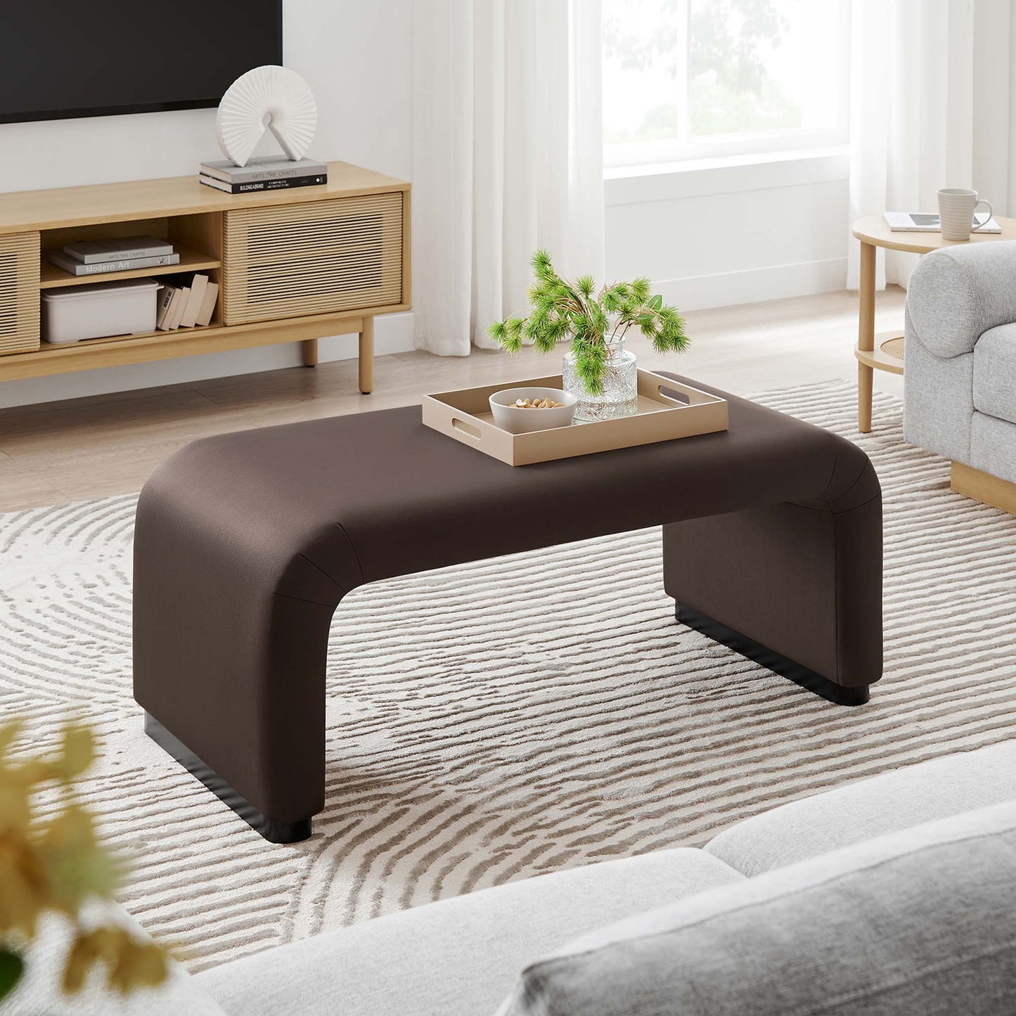 Koda Performance Velvet Waterfall Ottoman by Modway EEI-6735-BLK-CHB