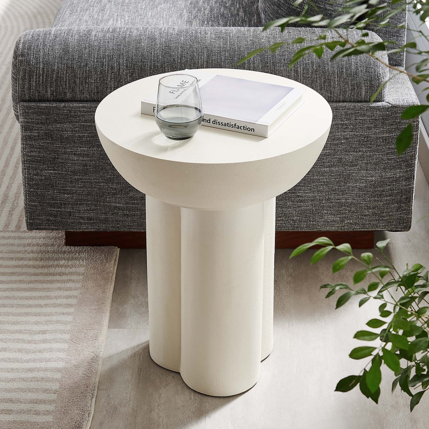 Caspian Round Concrete Side Table by Modway EEI-6761-WHI
