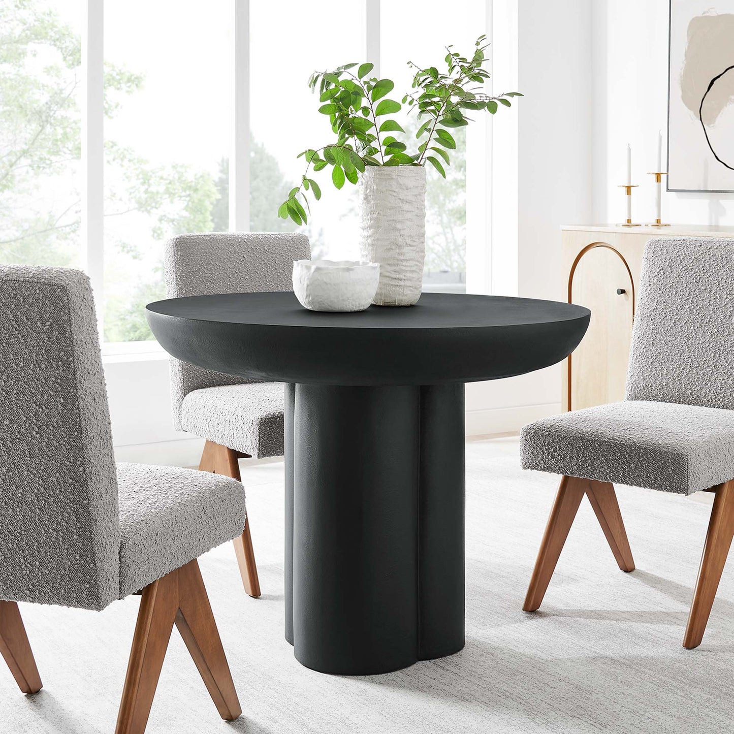 Caspian 40" Round Concrete Dining Table by Modway EEI-6762-BLK