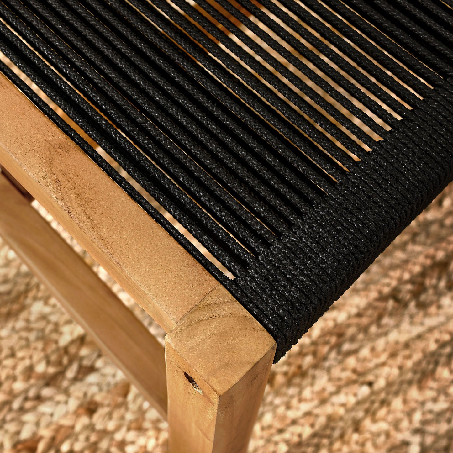 Vienna Outdoor Patio Teak and Rope Dining Chairs Set of 2 by Modway