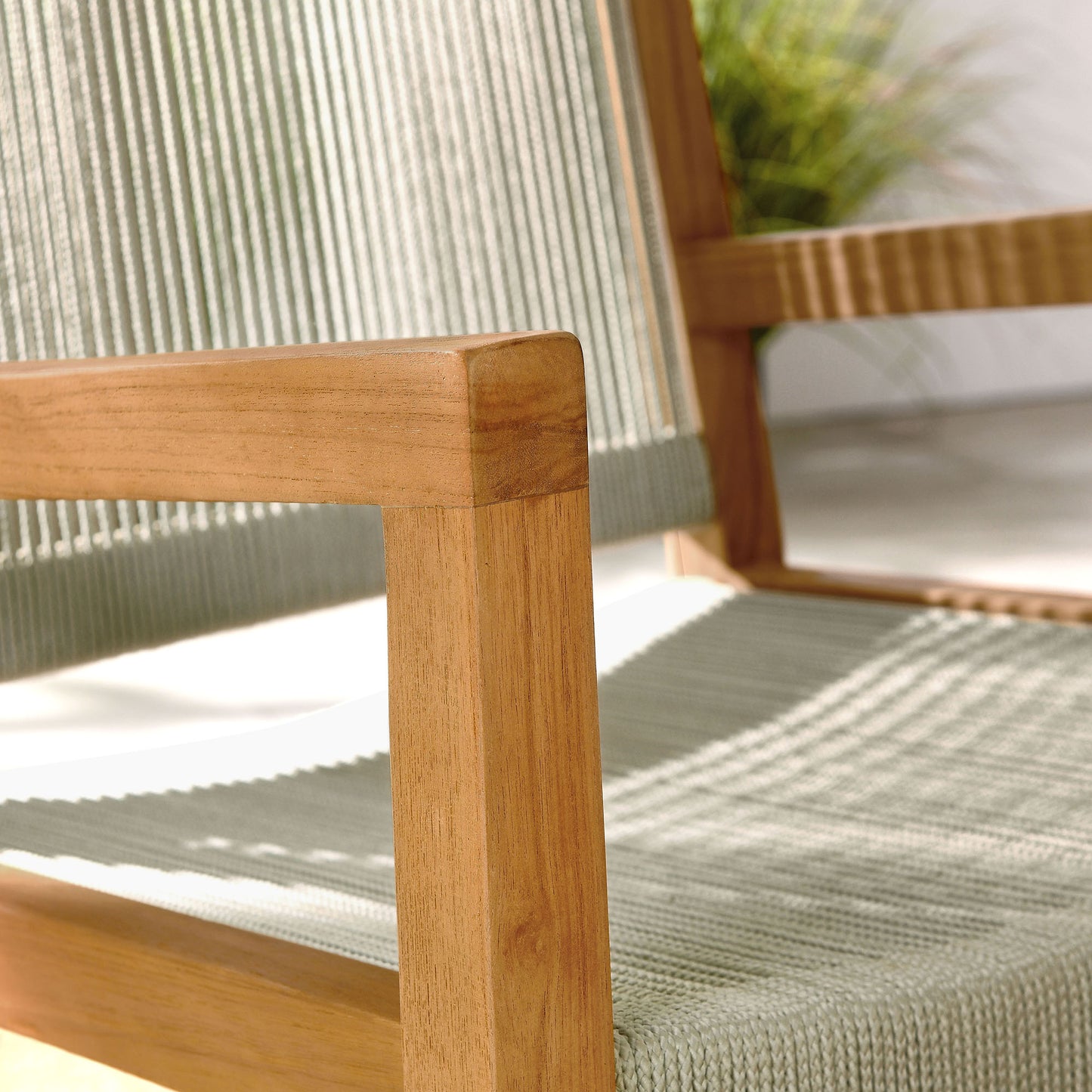 Vienna Outdoor Patio Teak and Rope Dining Armchairs Set of 2 by Modway EEI-6806-NAT-NAT