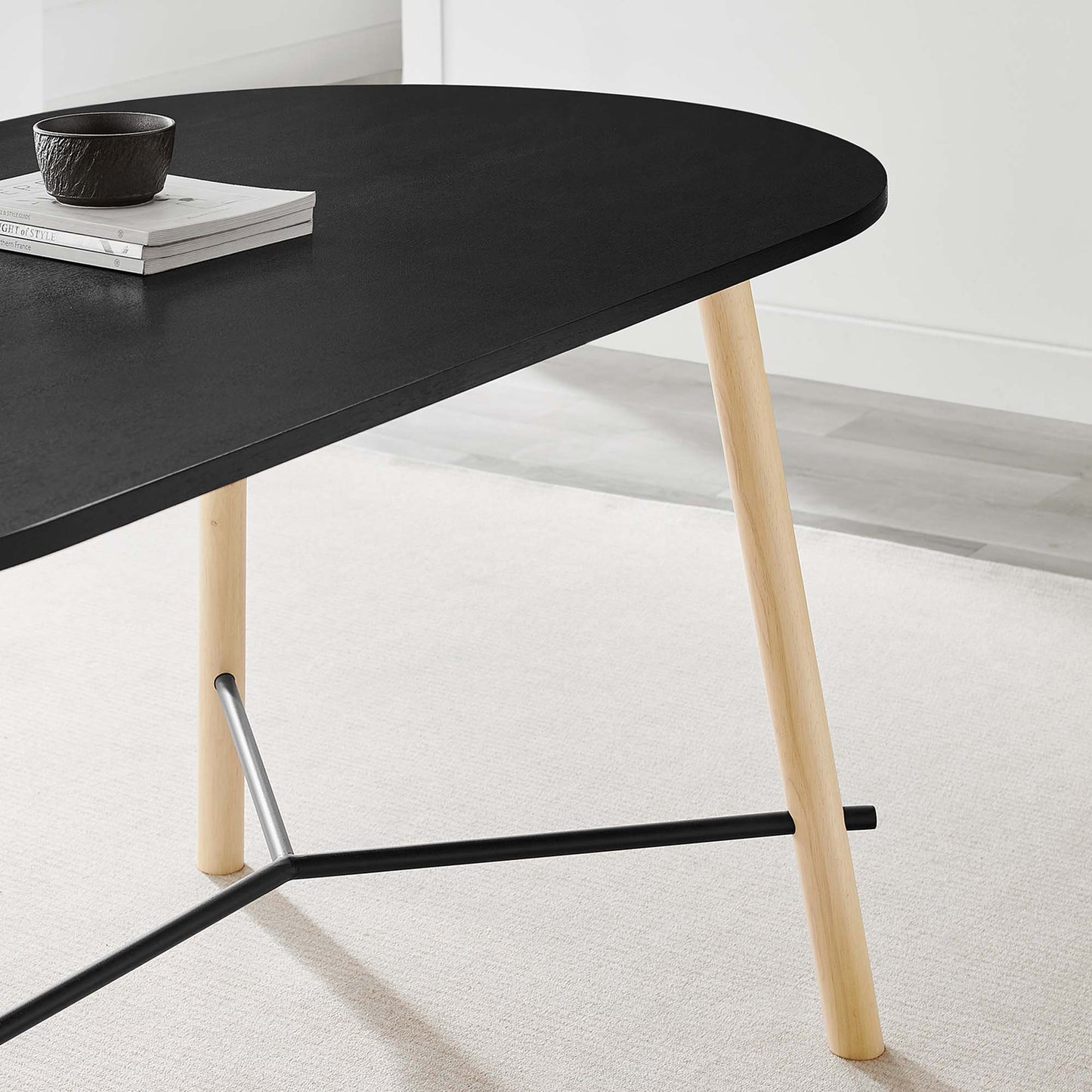 Infuse 71" Wood Grain Dining Table by Modway EEI-6836-BLK-OAK