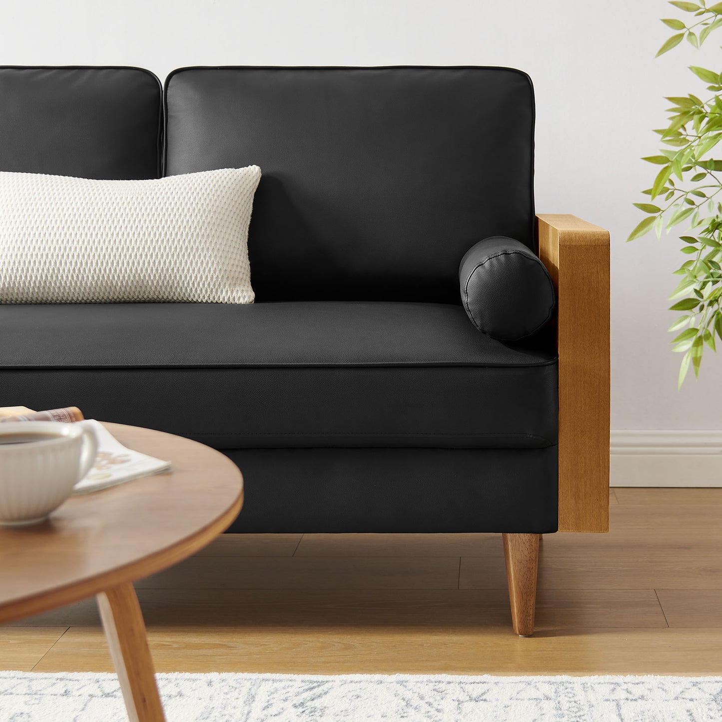 Kellan Vegan Leather Loveseat by Modway EEI-6943-WAL-BLK