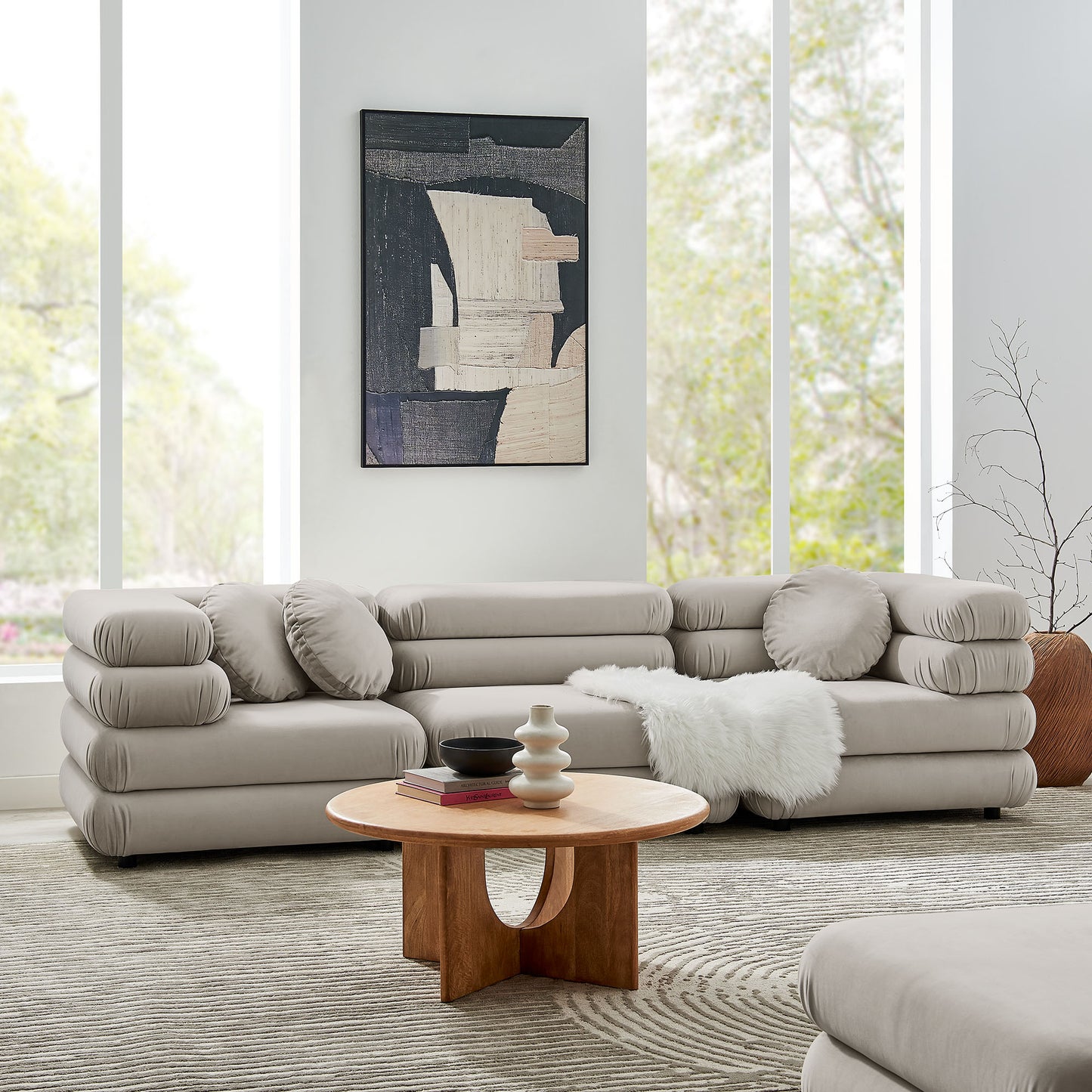 Jubilee 3-Piece Modular Performance Velvet Sectional Sofa by Modway