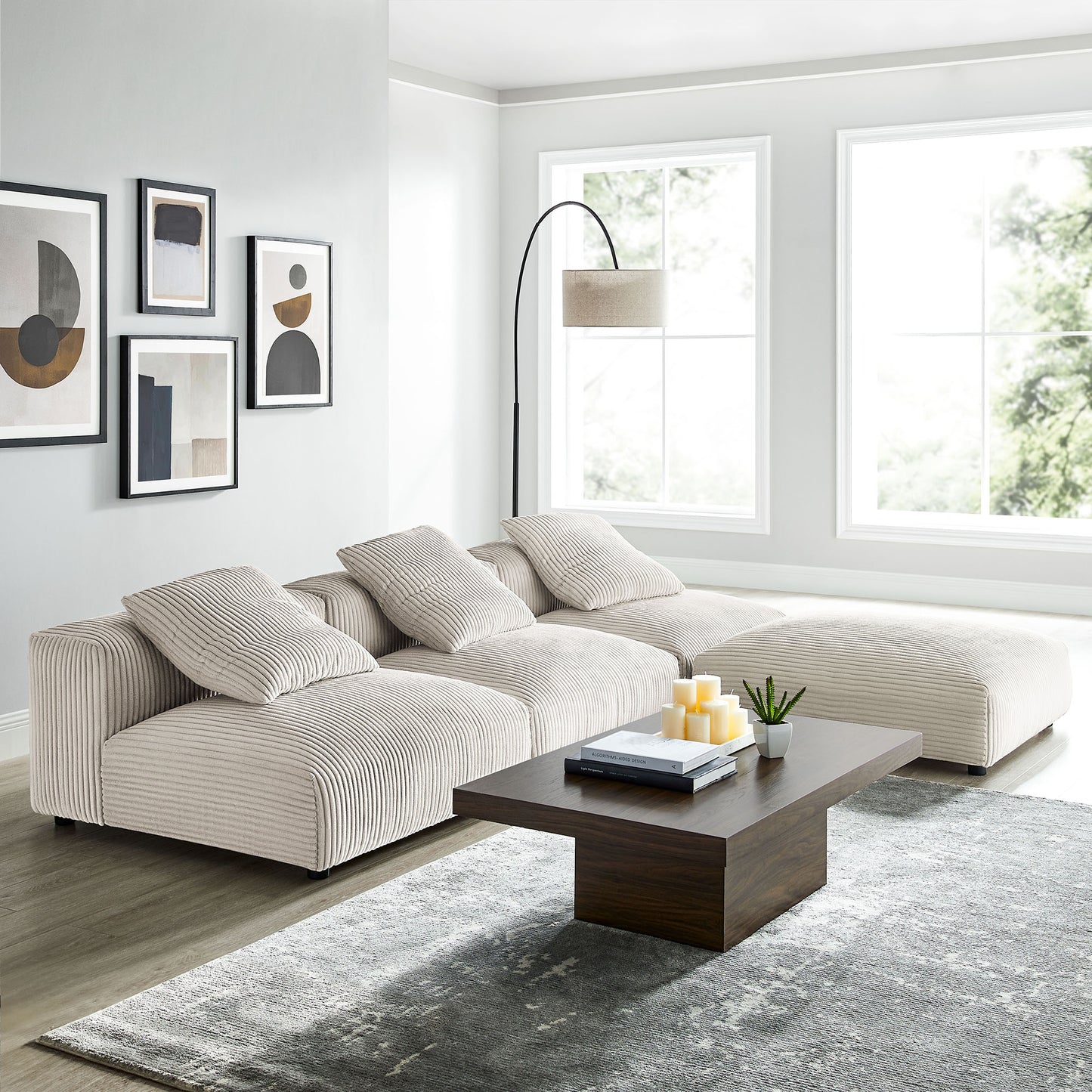Solace 4-Piece Modular Upholstered Sectional Sofa