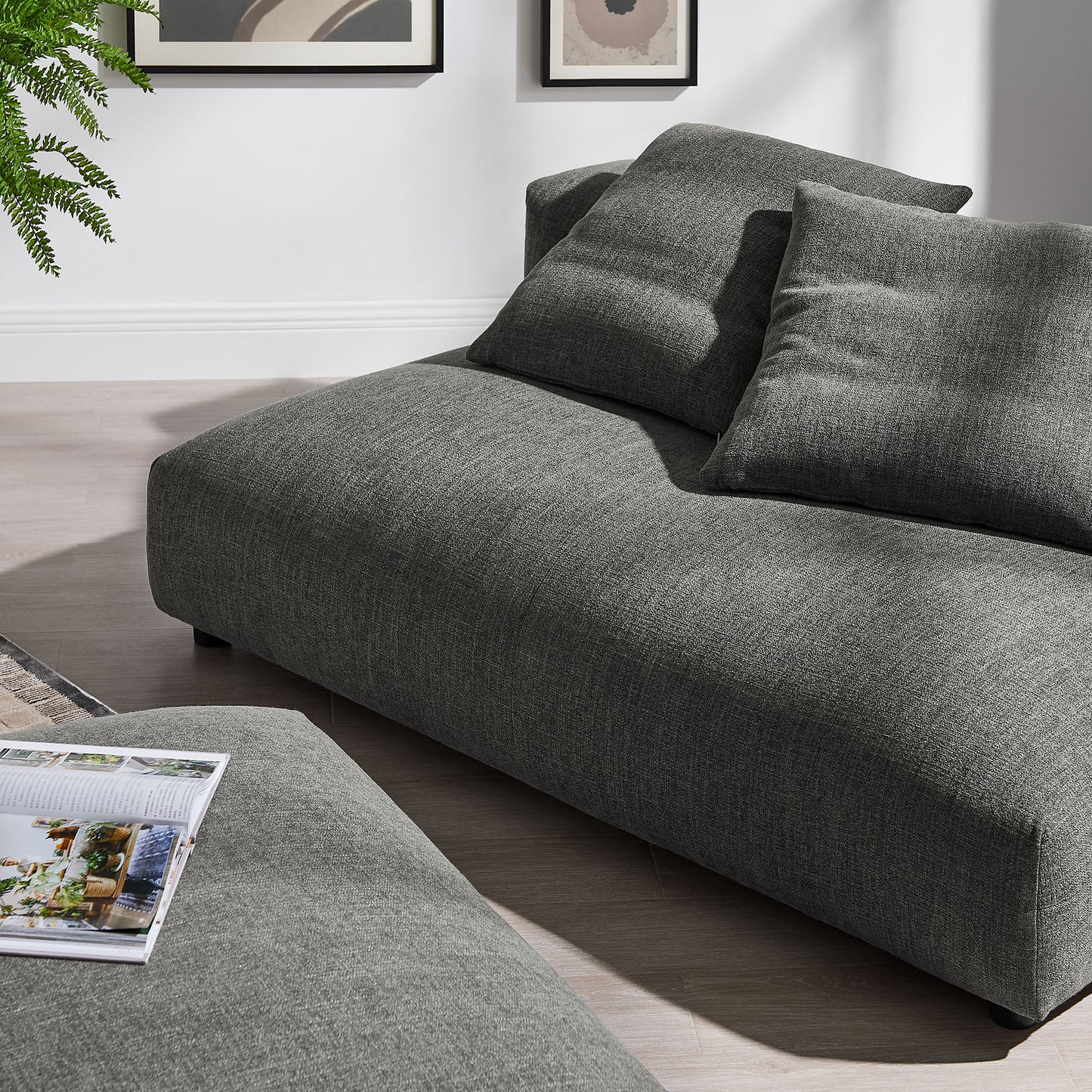 Solace Modular Upholstered Fabric Armless Loveseat and Ottoman Set by Modway EEI-7031-CHA