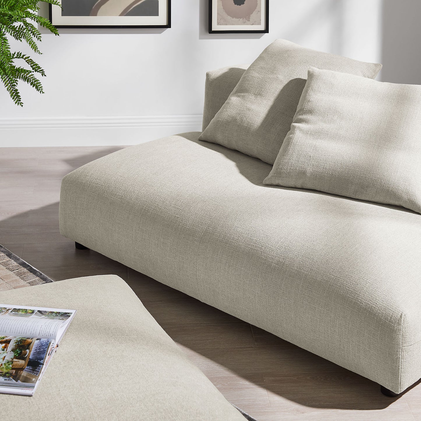 Solace Modular Upholstered Fabric Armless Loveseat and Ottoman Set by Modway EEI-7031-LIN