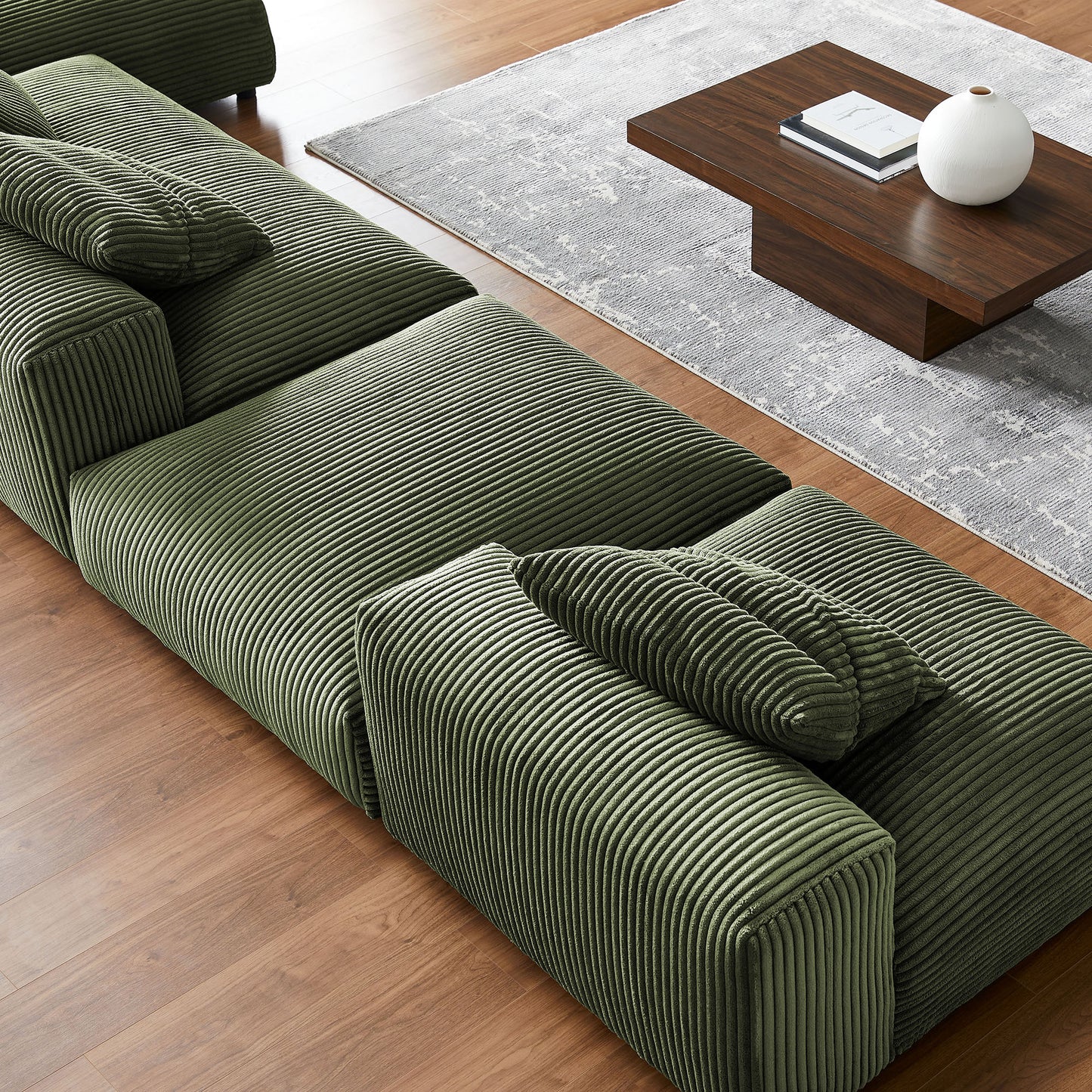 Solace 4-Piece Modular Corduroy Upholstered Sectional Sofa With Ottoman by Modway EEI-7032-FRN