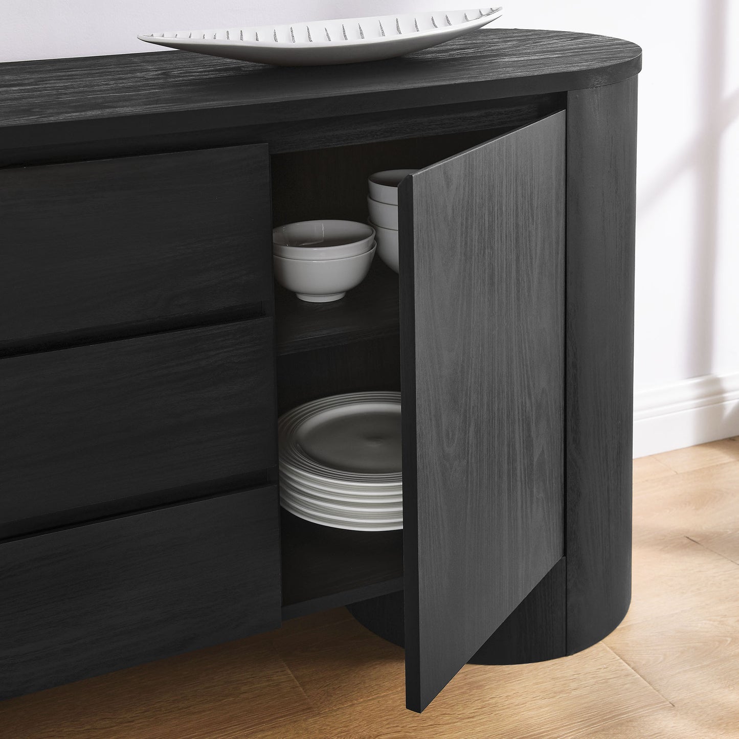 Duval 71" Rounded Sideboard Storage Cabinet by Modway EEI-7050-BLK