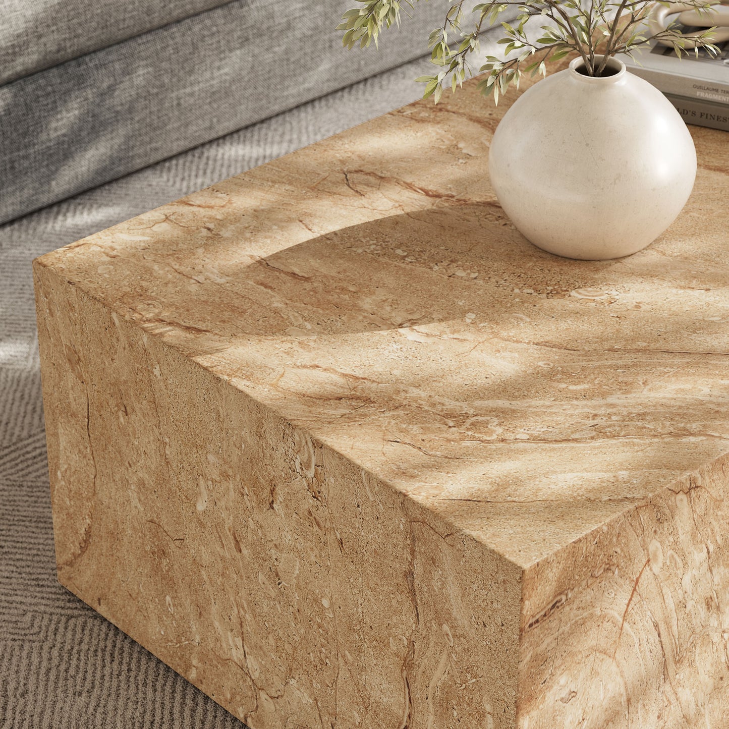 Jordana Square Plinth Indoor - Outdoor Patio Concrete Coffee Table by Modway EEI-7095-TRV
