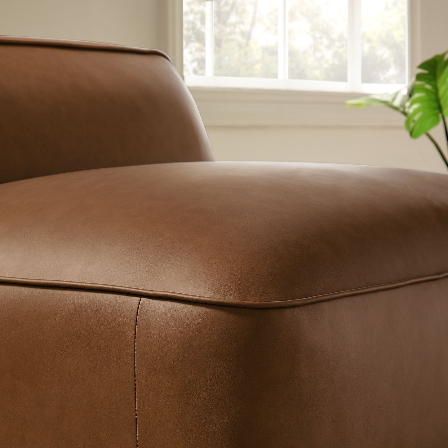 Auren Upholstered Vegan Leather Modular Armless Chair by Modway EEI-7121-COF