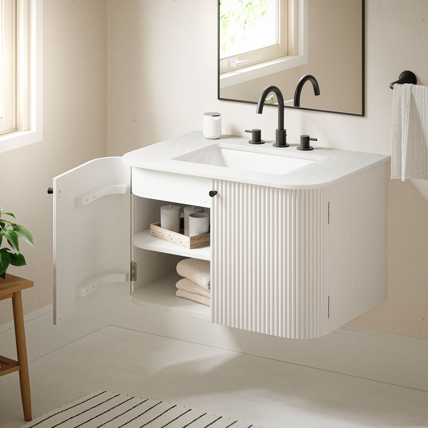 Zia 30" Wall-Mount Bathroom Vanity with Marble Sink