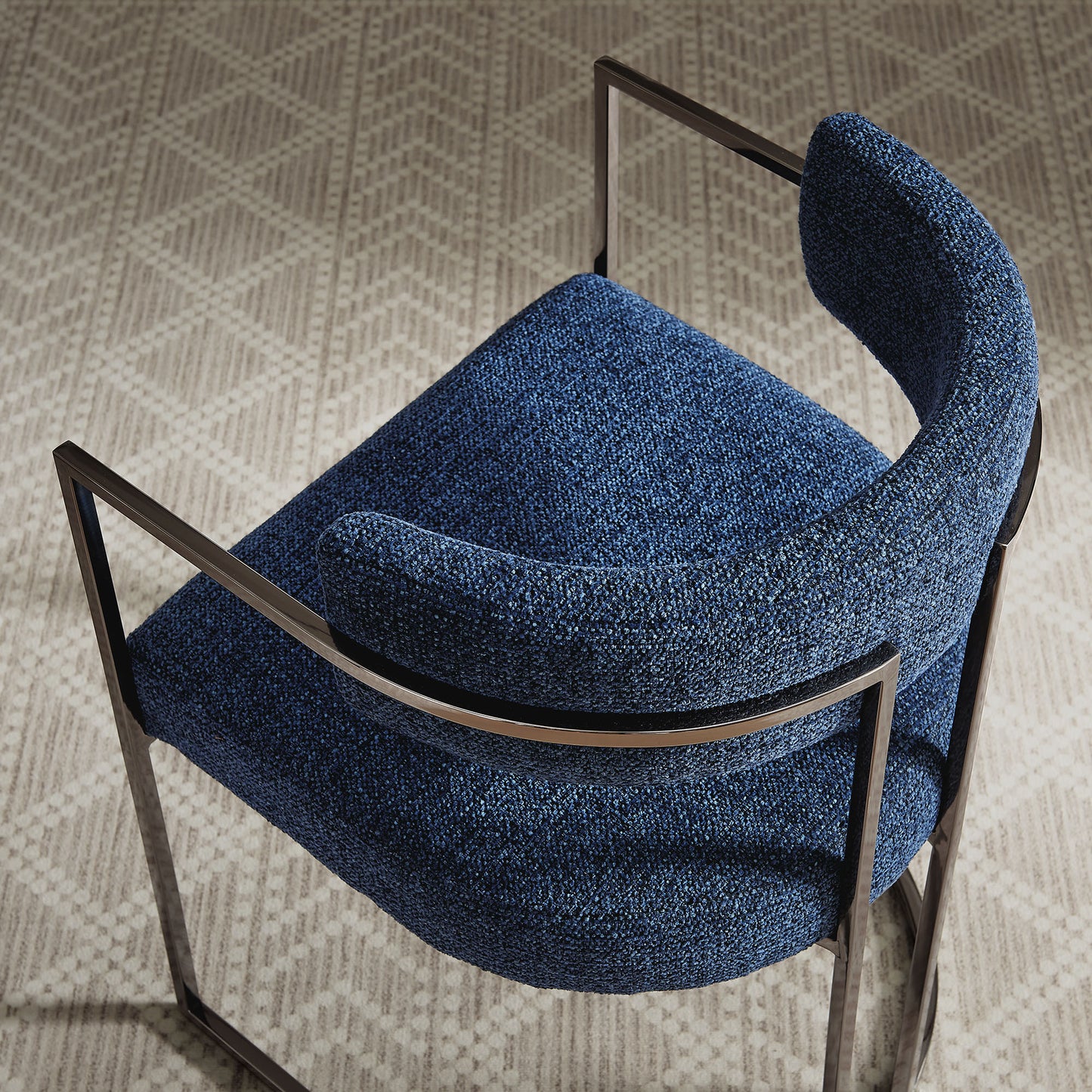 Huron Curved Back Fabric and Metal Dining Accent Chair by Modway EEI-7228-SLV-NAV