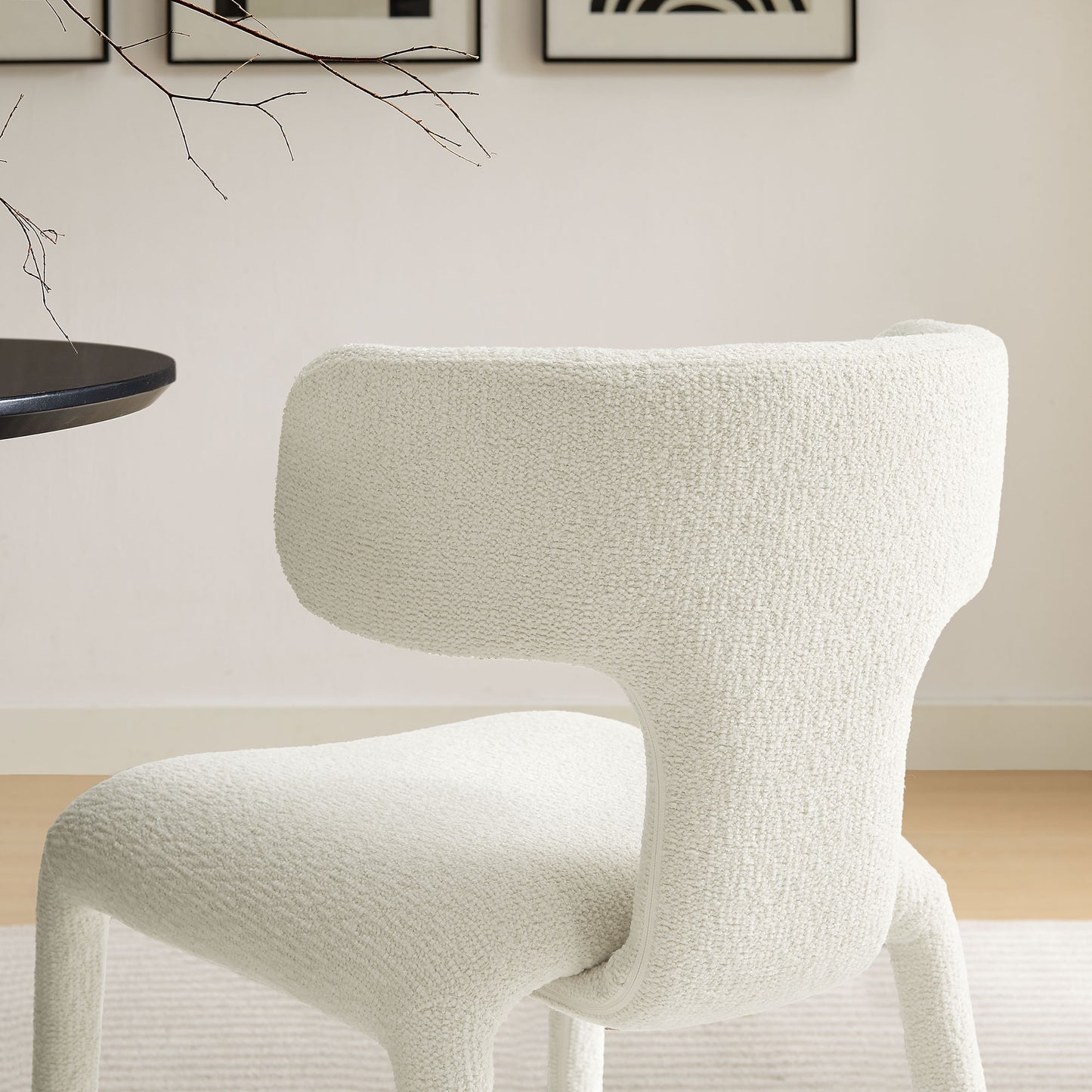 Stellan Curved Back Boucle Upholstered Dining Chair Set of 2 by Modway EEI-7230-CRE