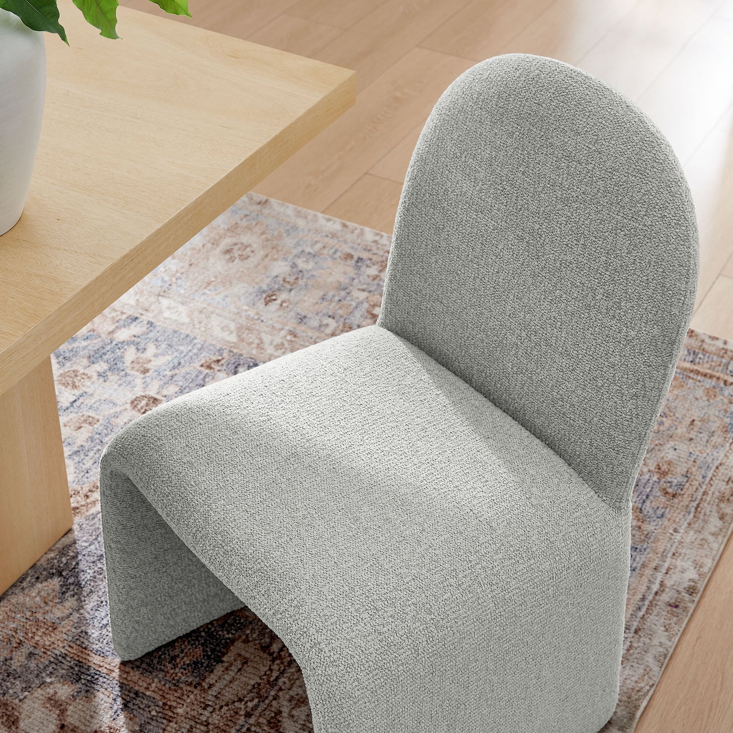 Junia Boucle Upholstered Arch Armless Dining Chair by Modway EEI-7231-DOV