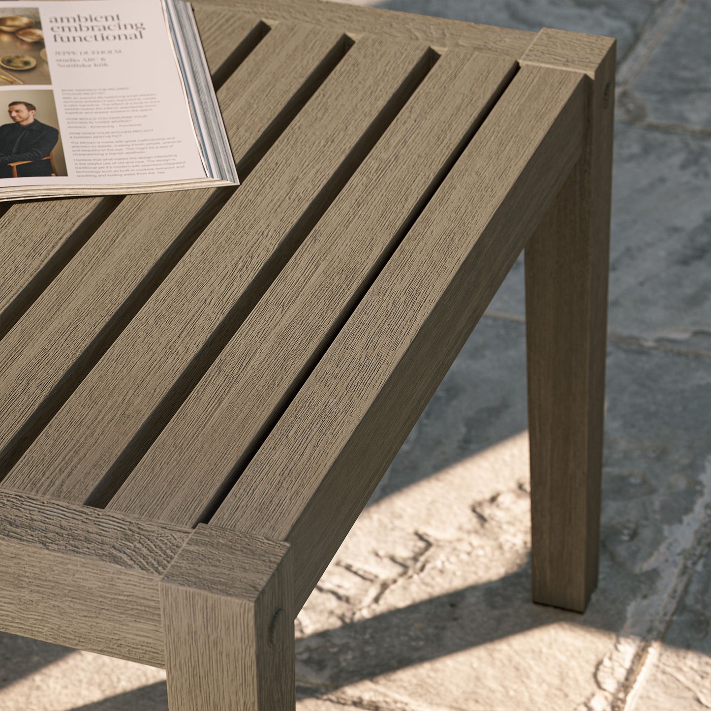 Northlake Square Outdoor Patio Teak Side Table by Modway EEI-7258-WGR