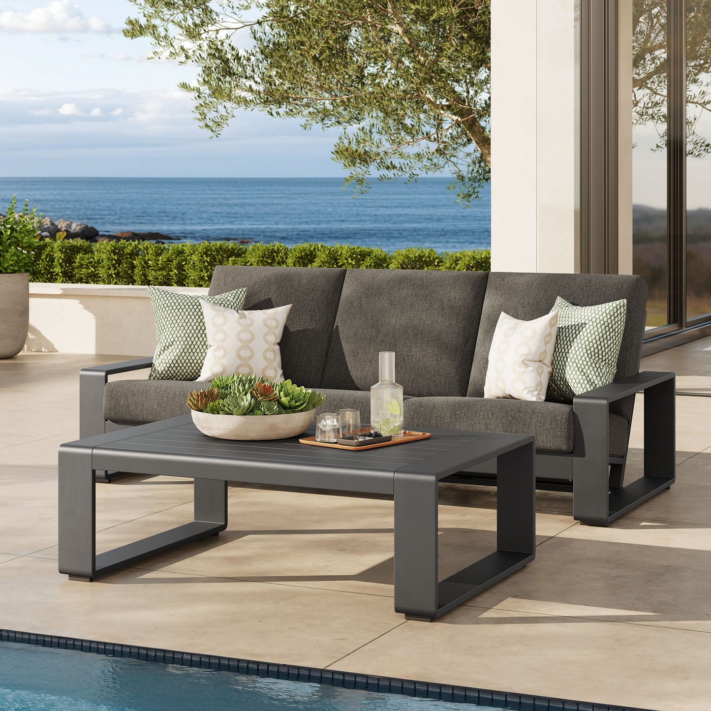 Lirienne 2-Piece Outdoor Patio Aluminum Furniture Set by Modway EEI-7307-SMO-GRY
