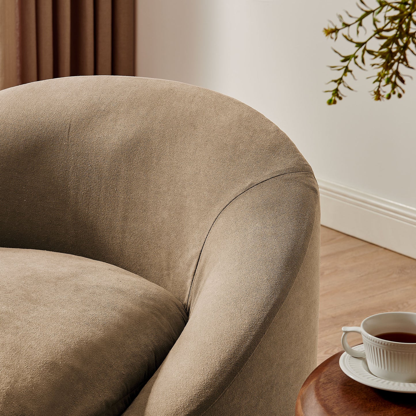 Sadie Slipcovered Linen-Blend Round Accent Chair by Modway