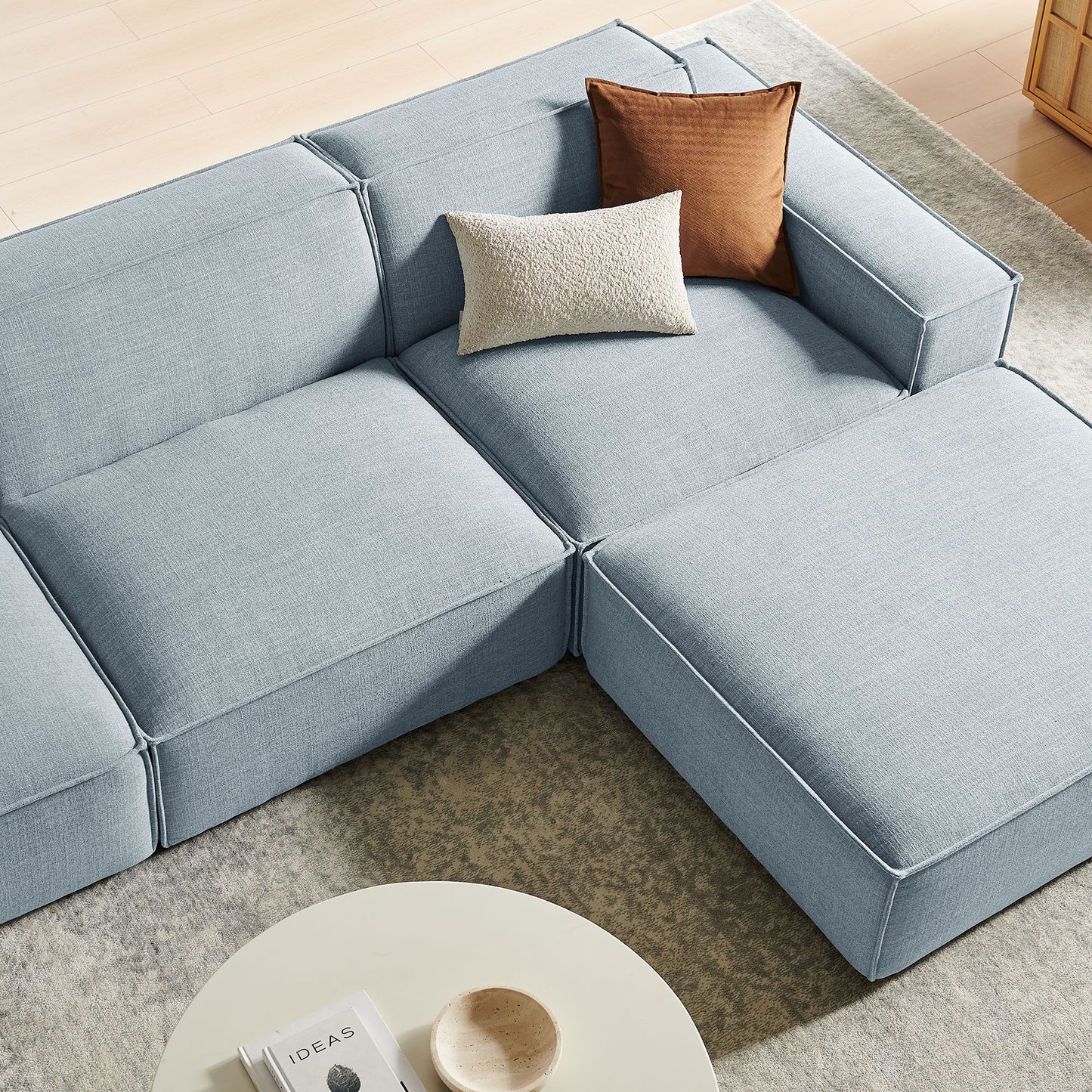 Restore 4-Piece Performance Fabric Upholstered Modular Sofa Set with Ottoman by Modway