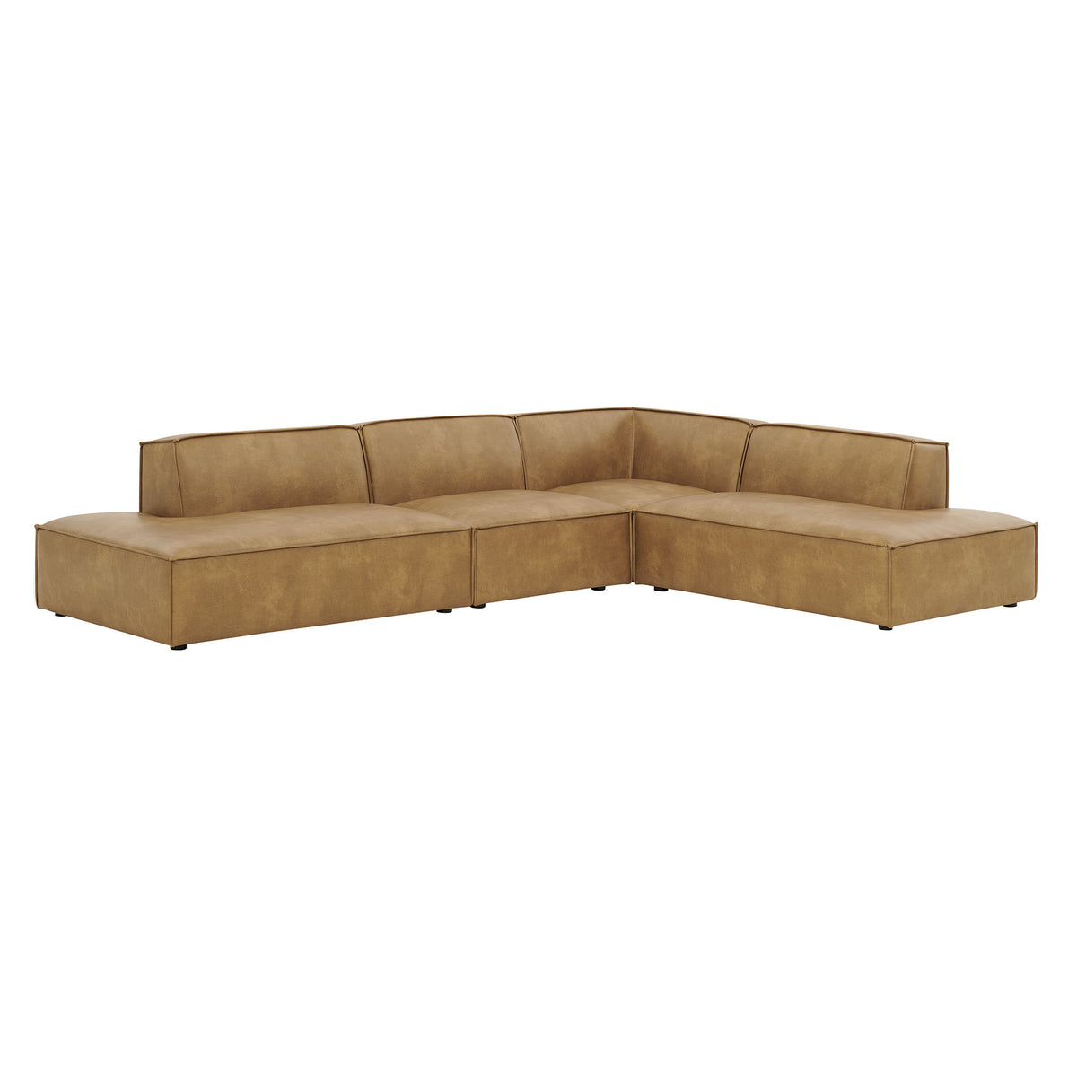 Restore 4-Piece Vegan Leather Modular L-Shaped Armless Sectional Sofa by Modway