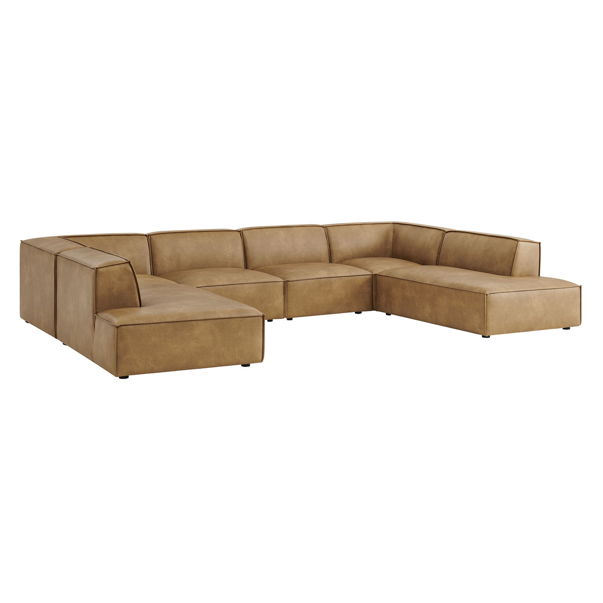 Restore 6-Piece Vegan Leather U-Shaped Armless Sectional Sofa by Modway