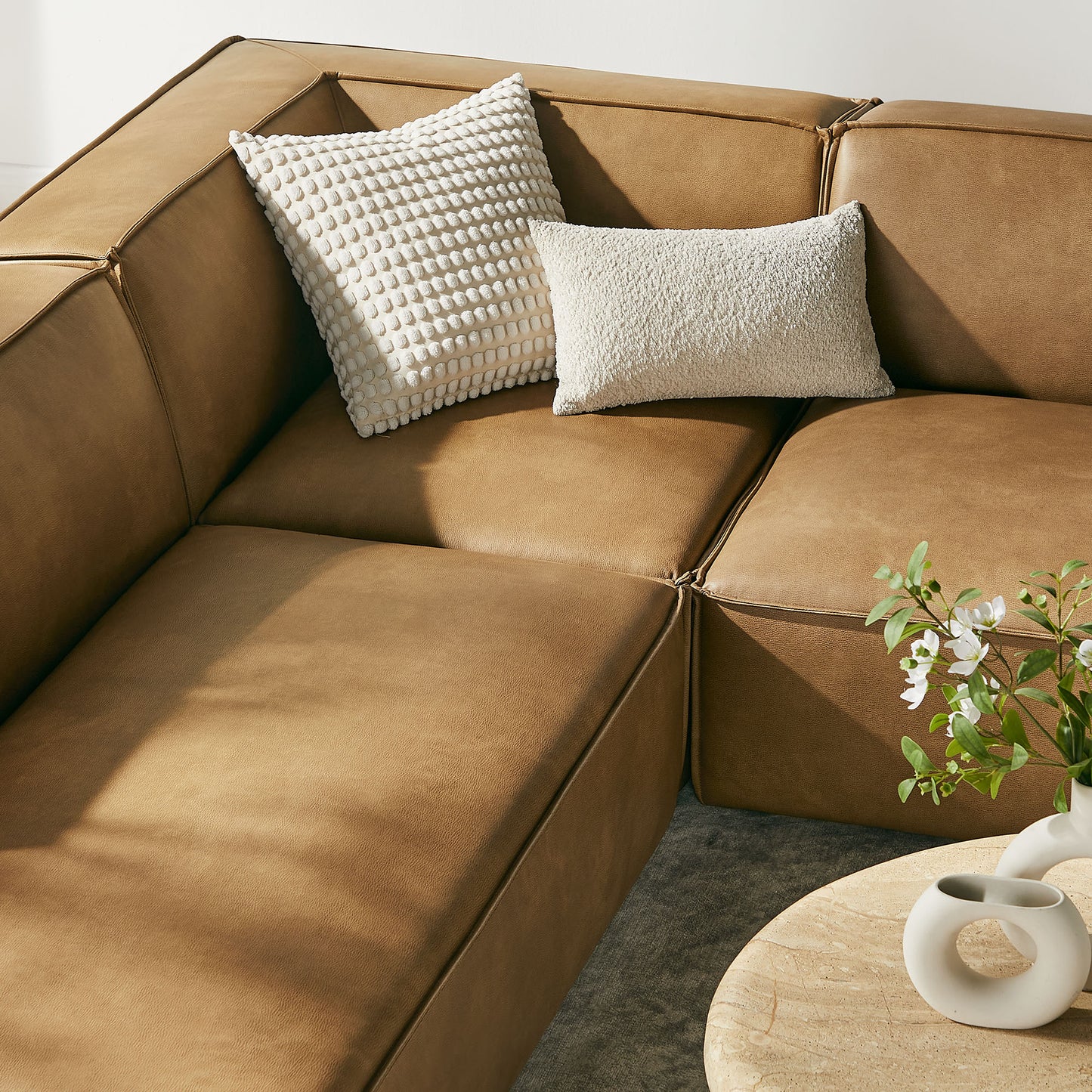 Restore 6-Piece Vegan Leather U-Shaped Armless Sectional Sofa by Modway