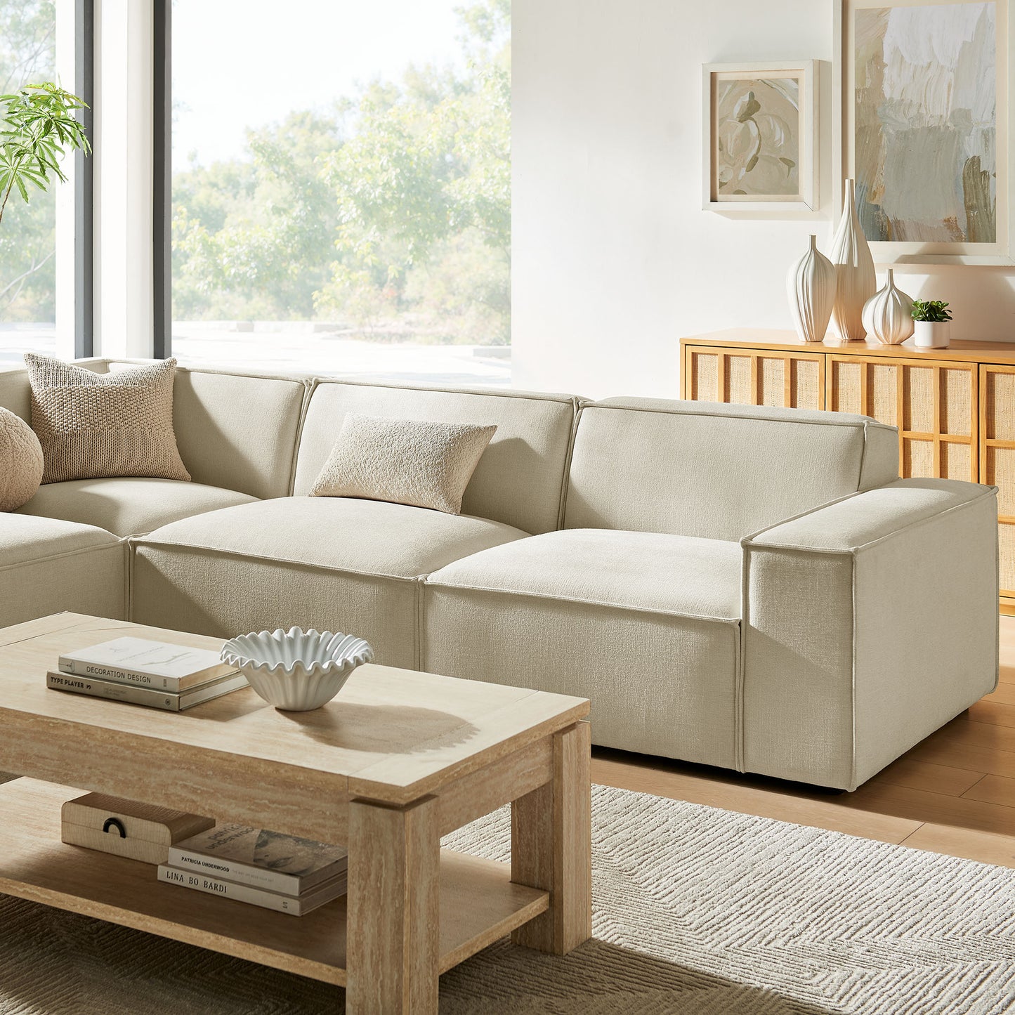 Restore 4-Piece Performance Fabric Upholstered Modular L-Shaped Sofa by Modway