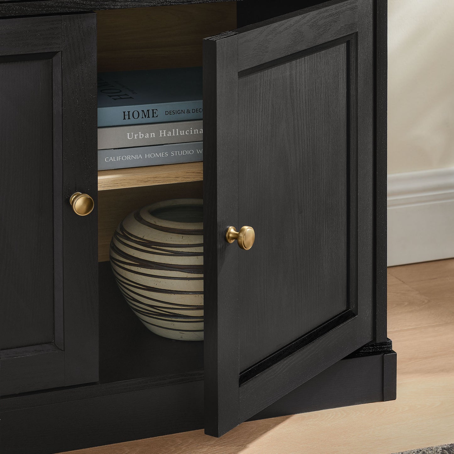 Amara 79 Inch Large Storage Display Cabinet by Modway EEI-7449-BLK-OAK