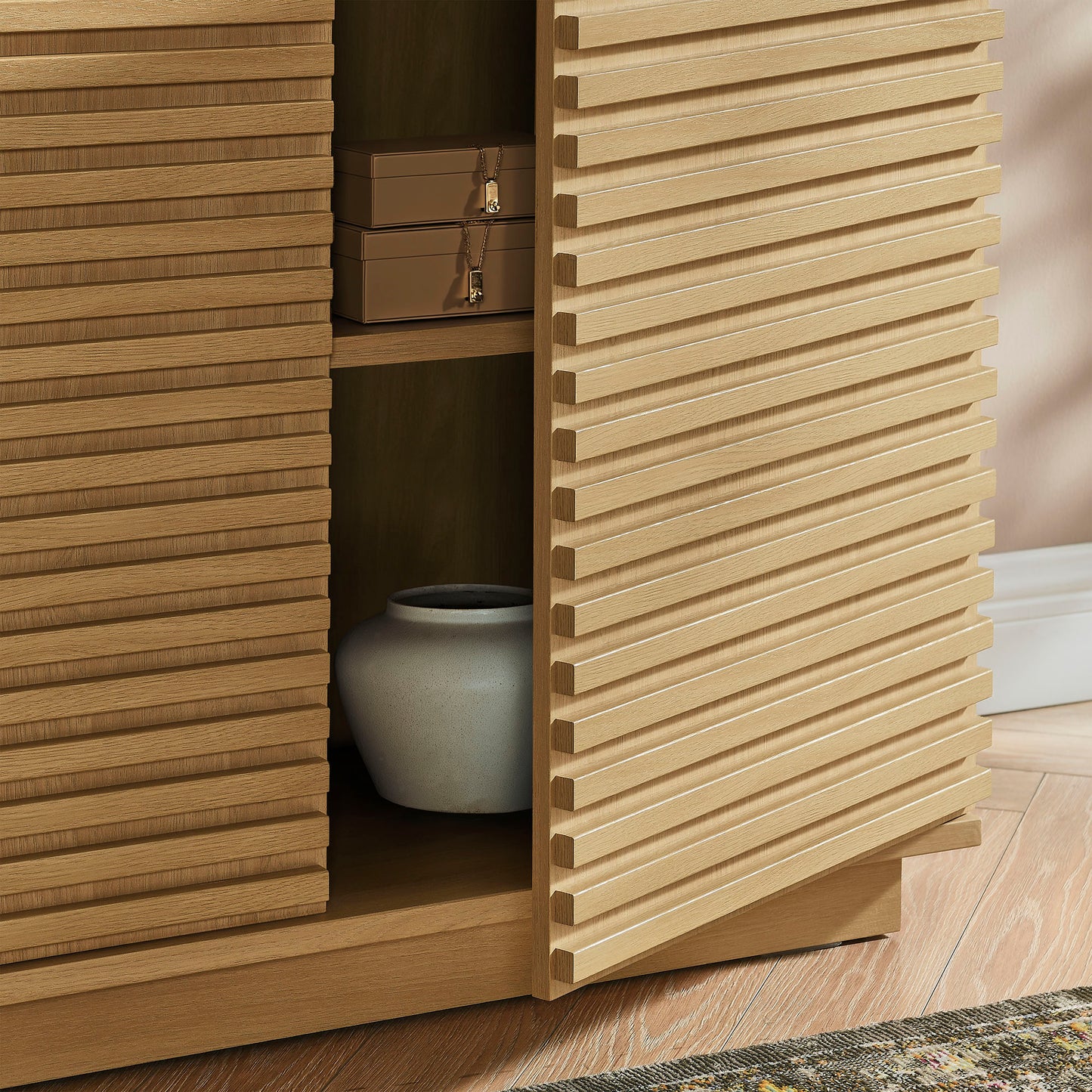 Render 2-Door Fluted Accent Cabinet by Modway – Contemporary Storage Cabinet for Home