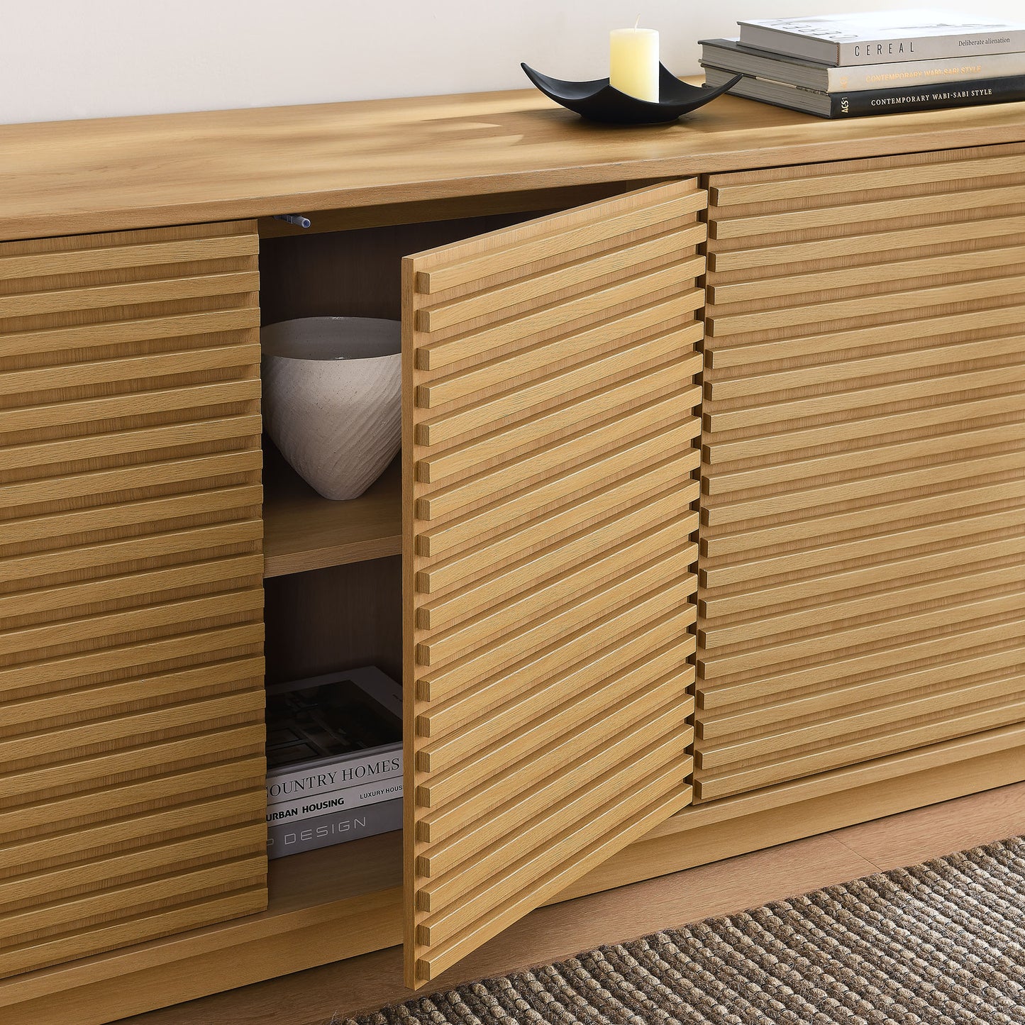 Render 4-Door Modern Fluted Sideboard Cabinet TV Stand by Modway EEI-7477