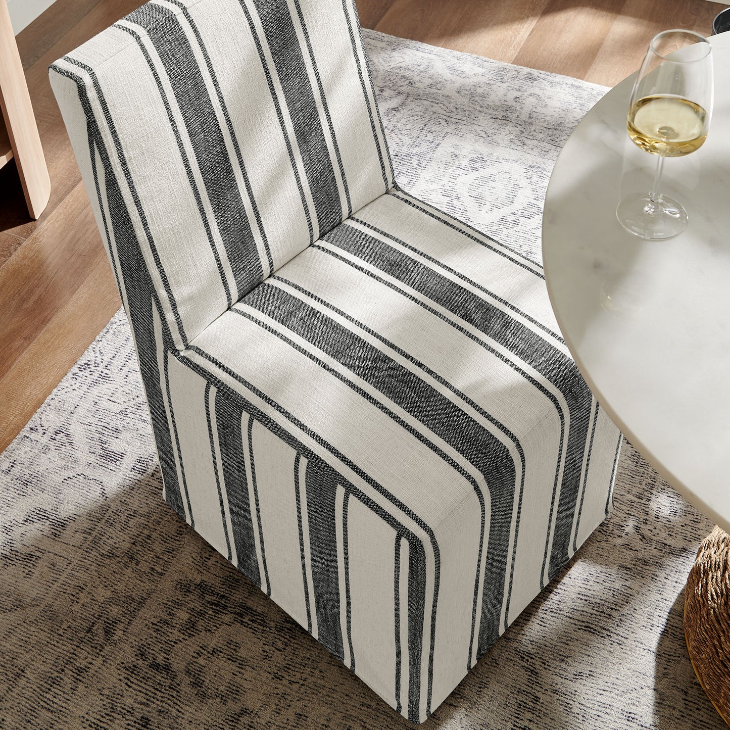 Tessera Striped Slipcovered Dining Side Chair by Modway EEI-7486-BLK